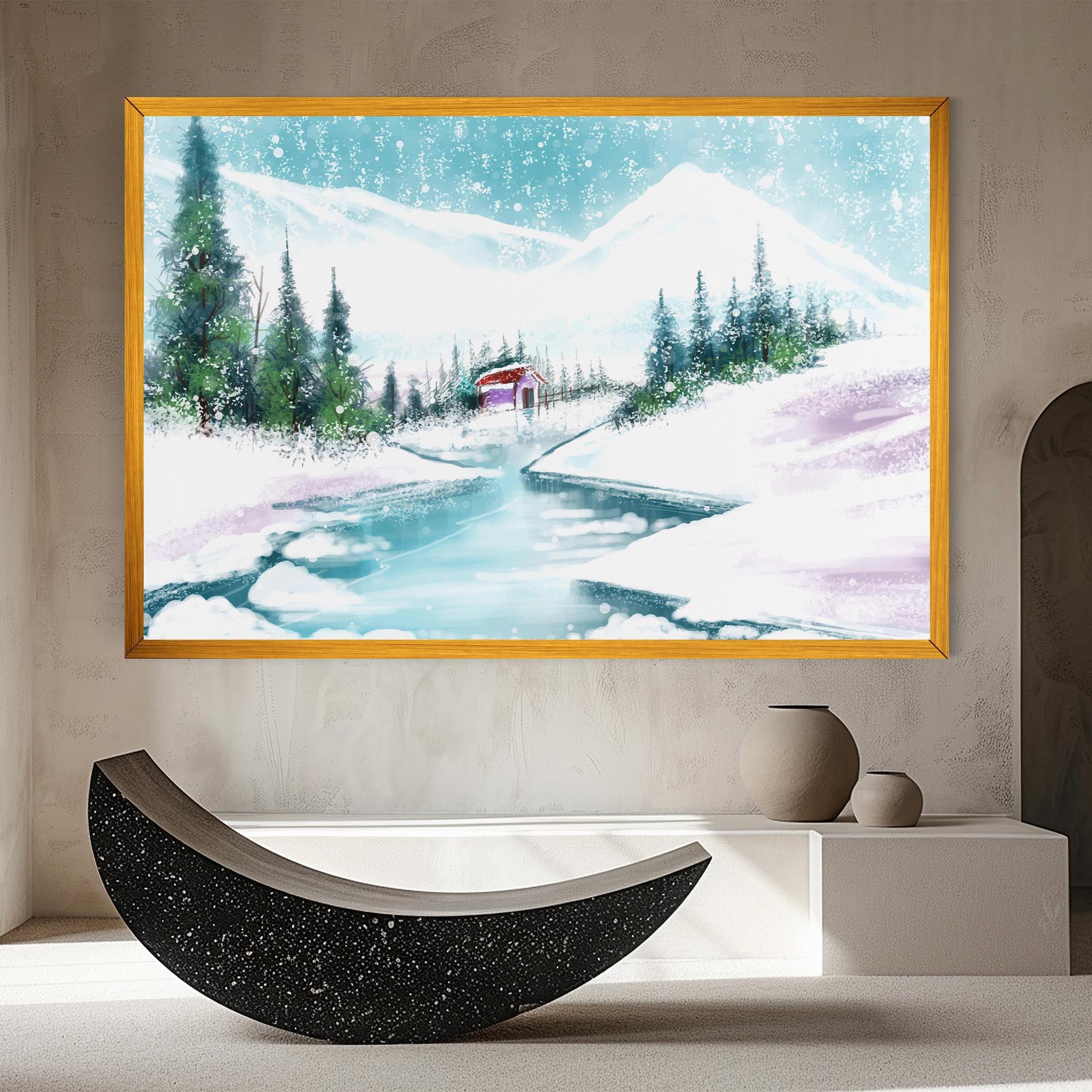 Leinwandbild Purple House Winter mockup 8