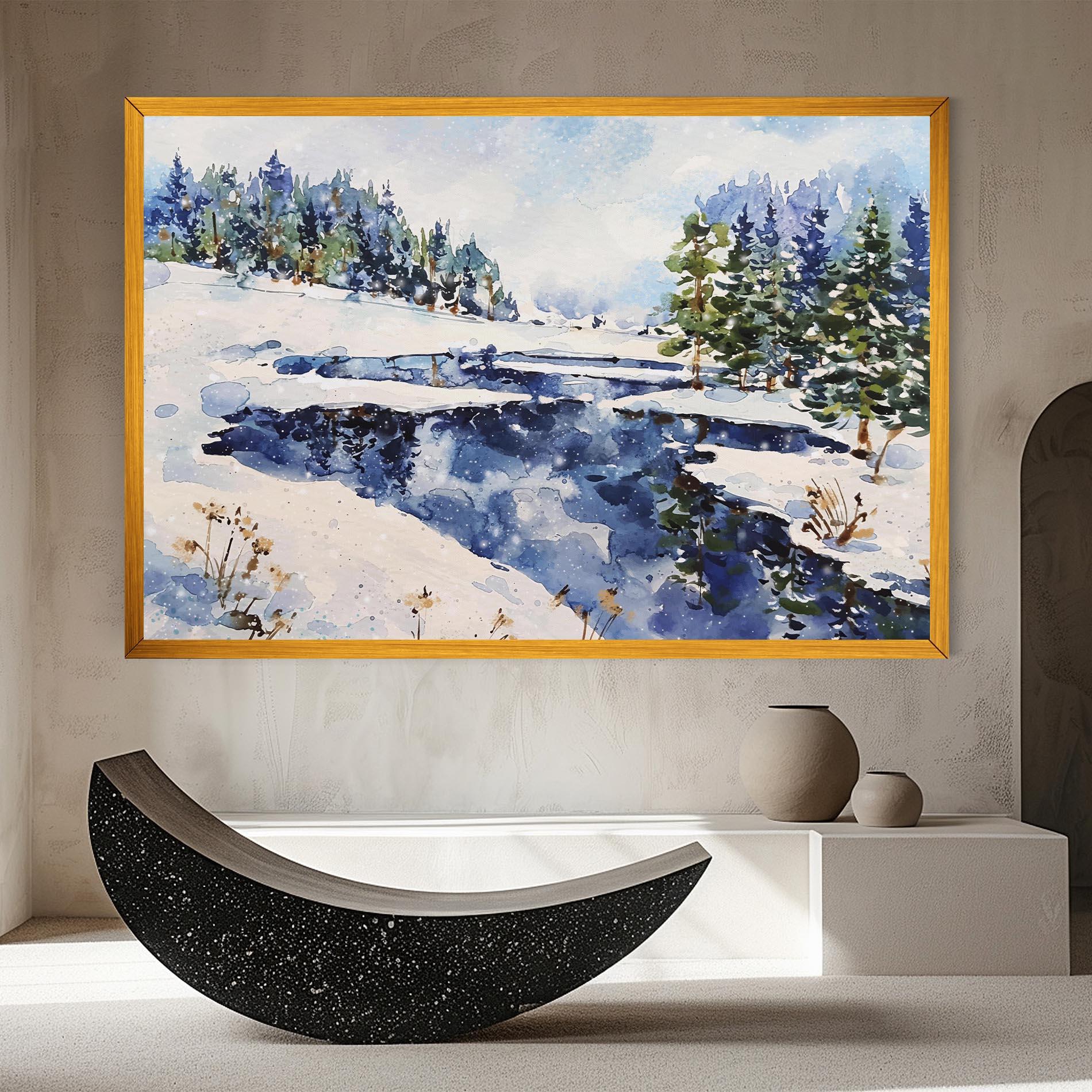 Leinwandbild Winter Painting mockup 8