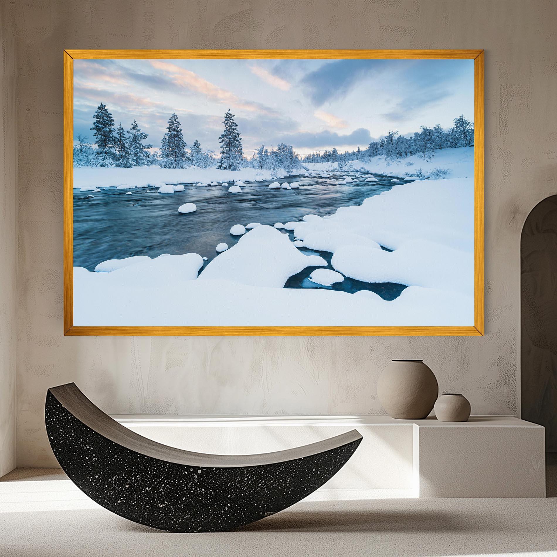 Leinwandbild Winter River mockup 8