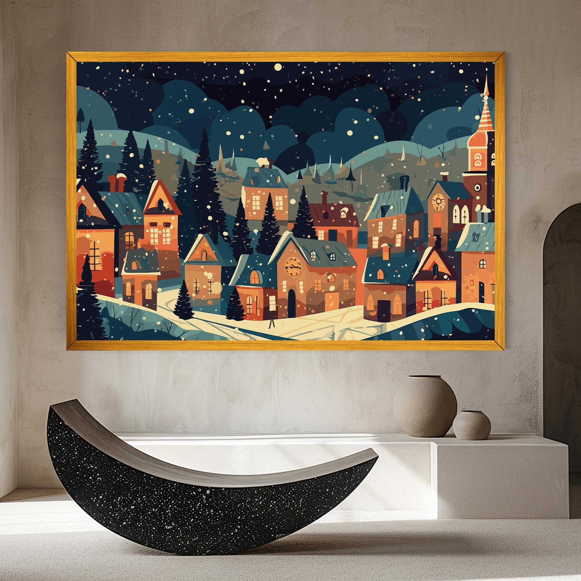 Leinwandbild Winter View Houses mockup 8