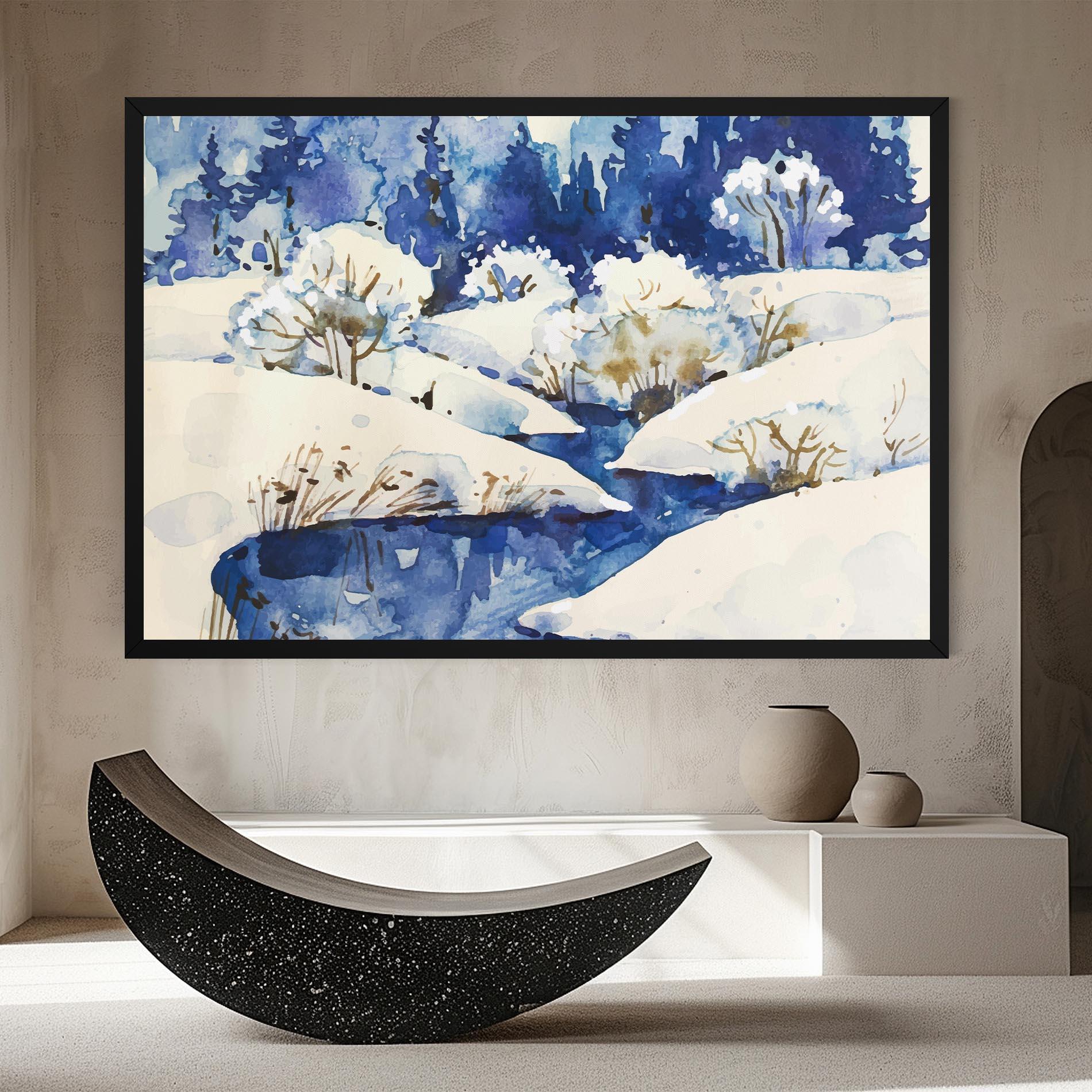 Leinwandbild Blue Trees Winter mockup 8