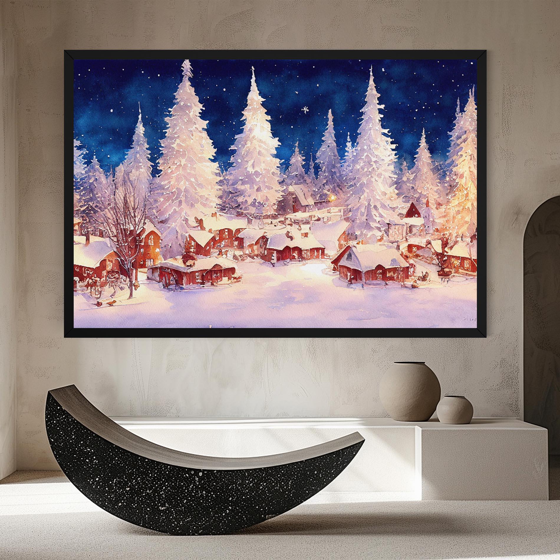 Leinwandbild Snow Falling Painting mockup 8