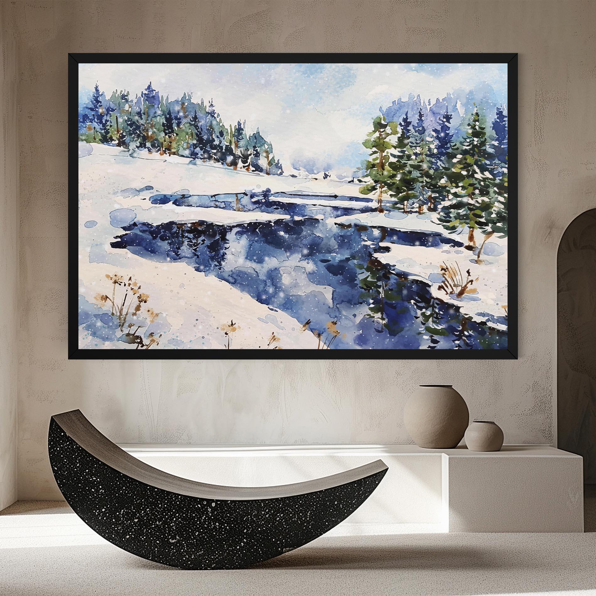 Leinwandbild Winter Painting mockup 8