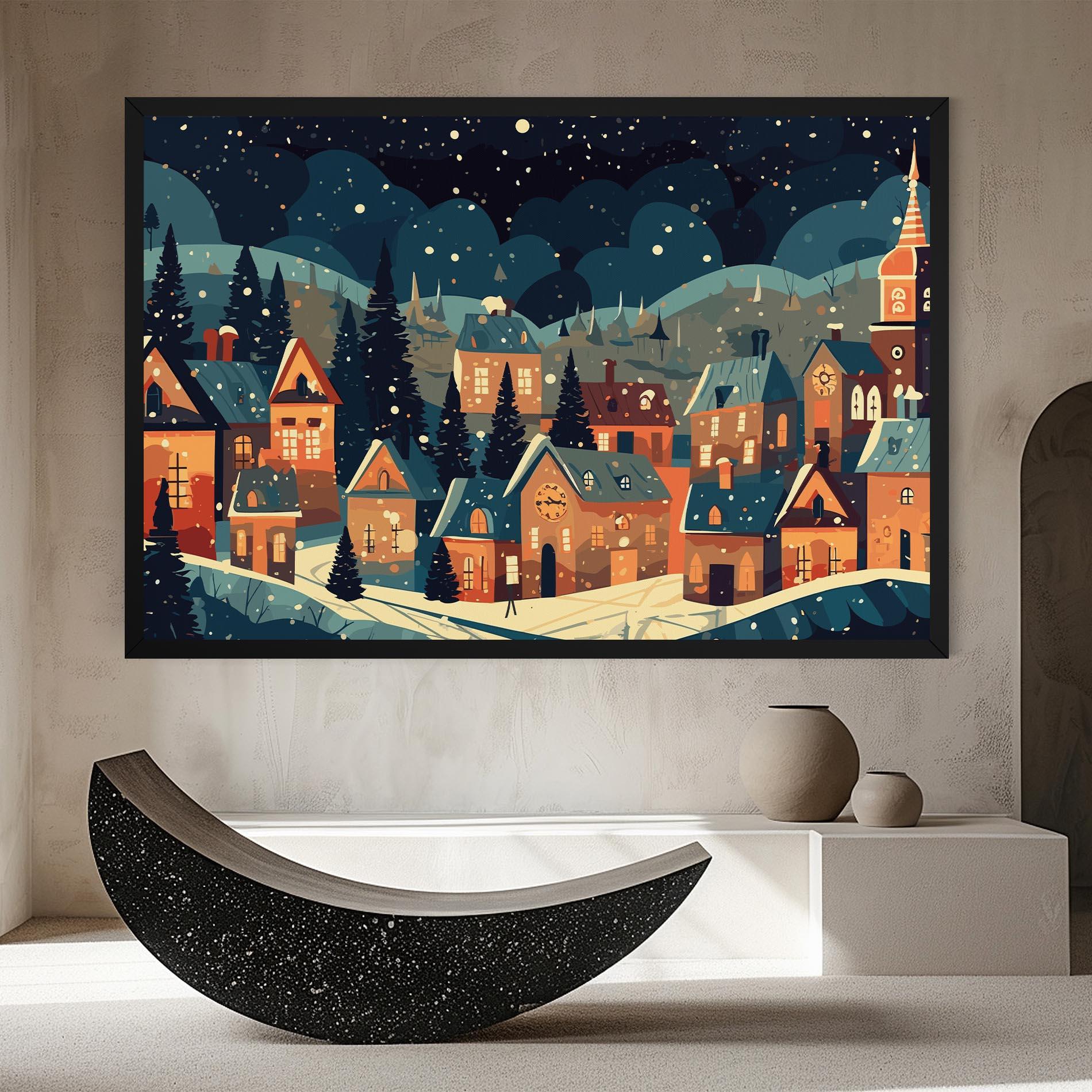 Leinwandbild Winter View Houses mockup 8