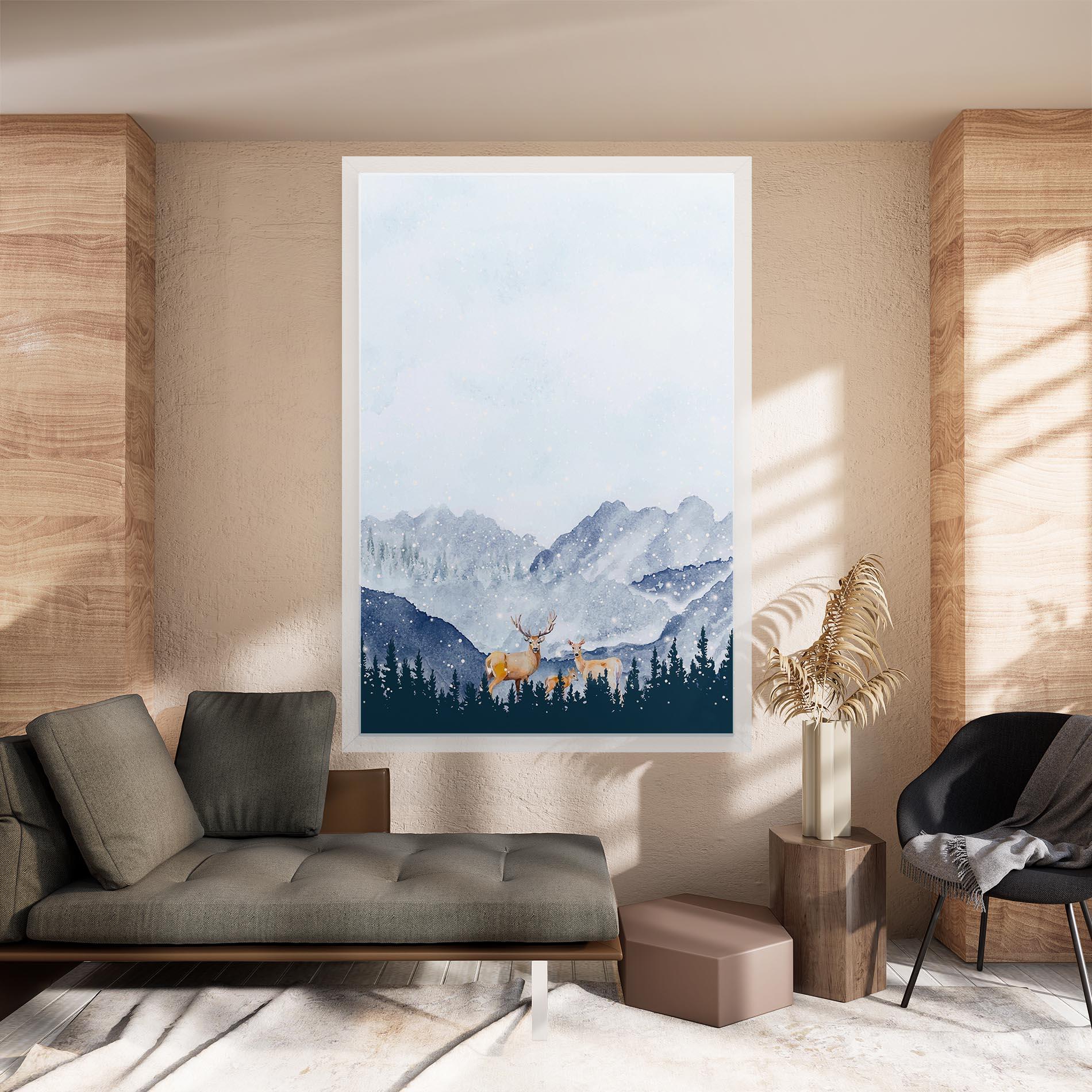 Leinwandbild Winter Deers mockup 8
