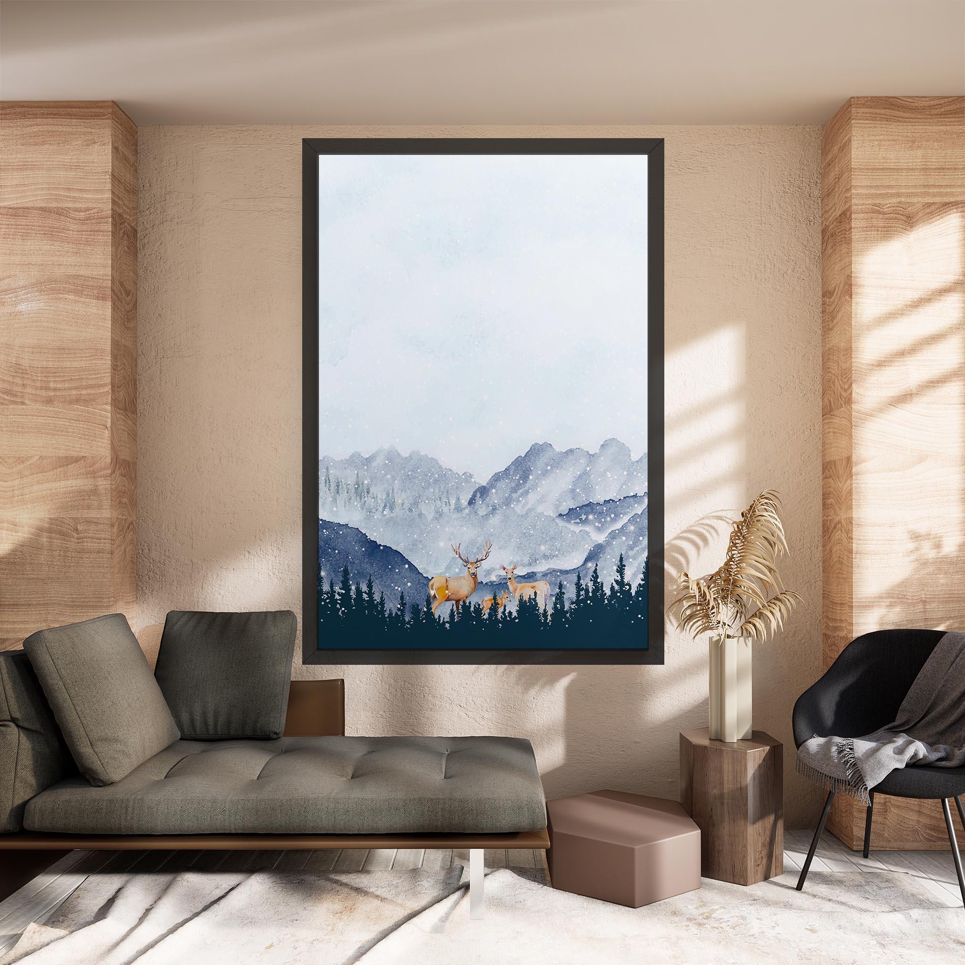 Leinwandbild Winter Deers mockup 8