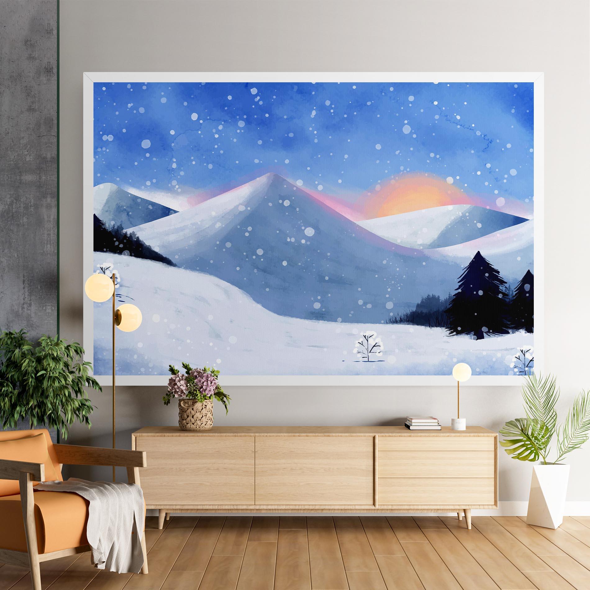 Leinwandbild Mountain Snow Art mockup 9