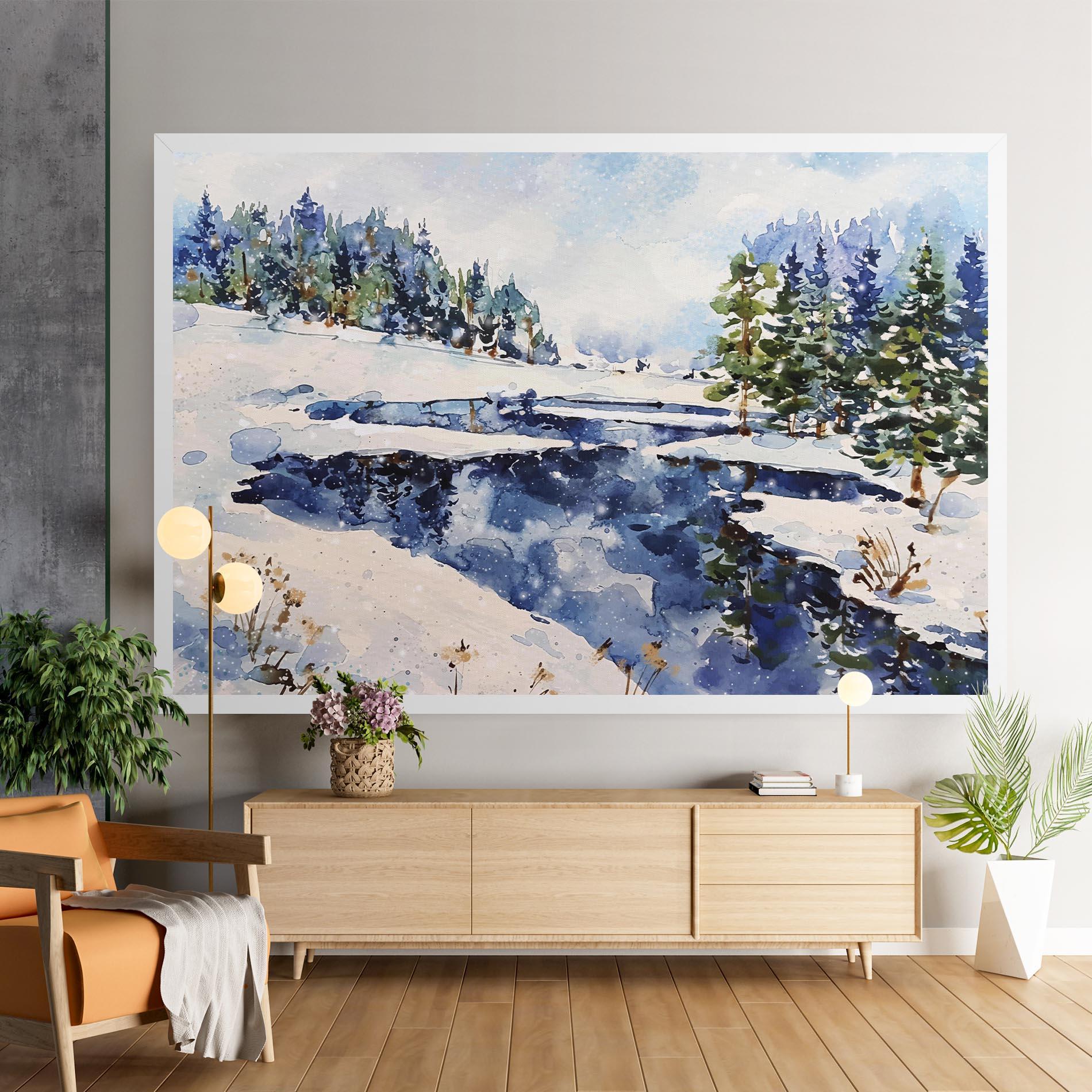 Leinwandbild Winter Painting mockup 9