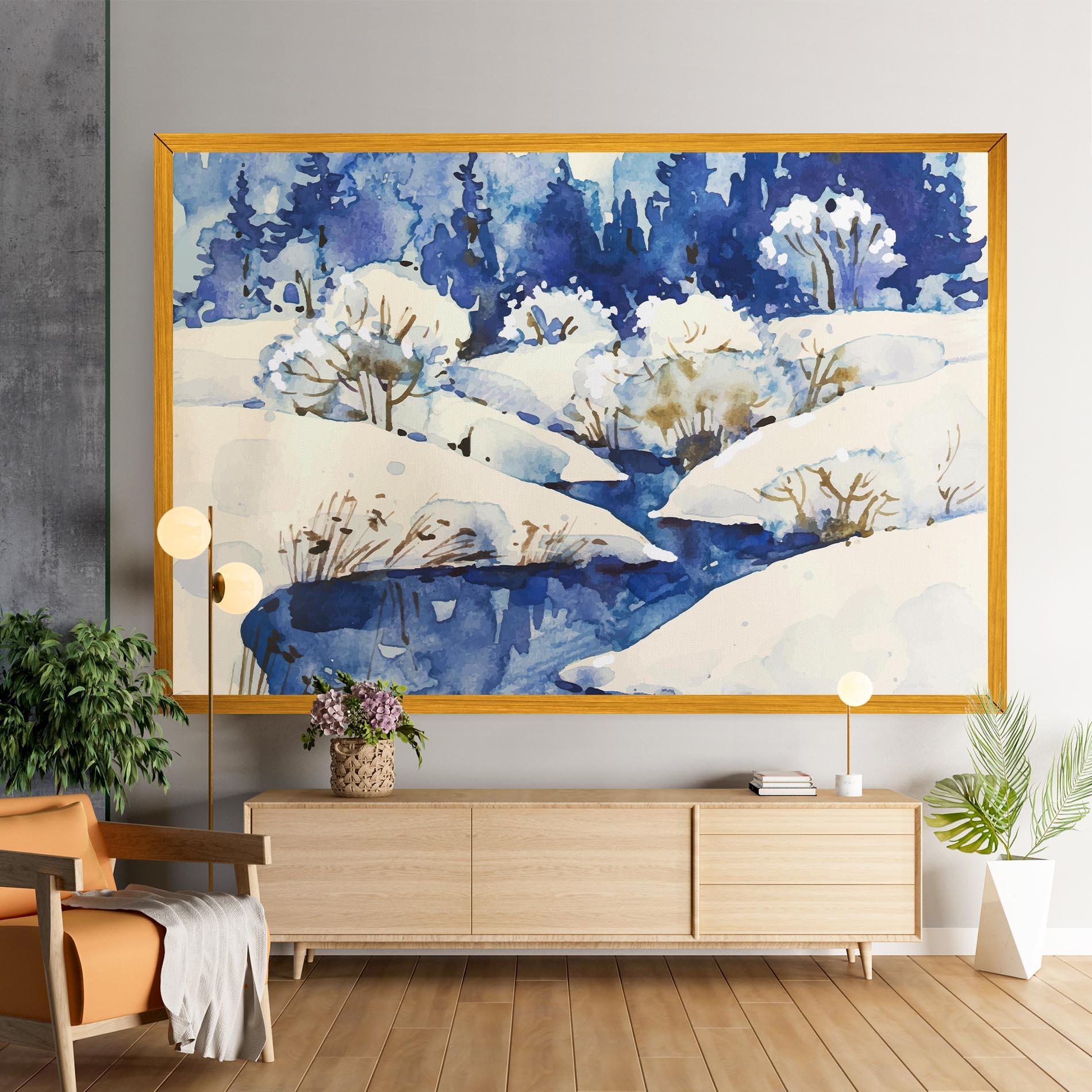 Leinwandbild Blue Trees Winter mockup 9
