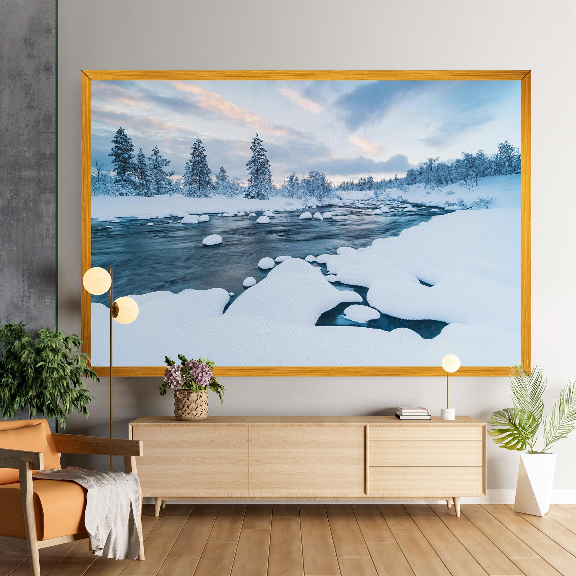 Leinwandbild Winter River mockup 9