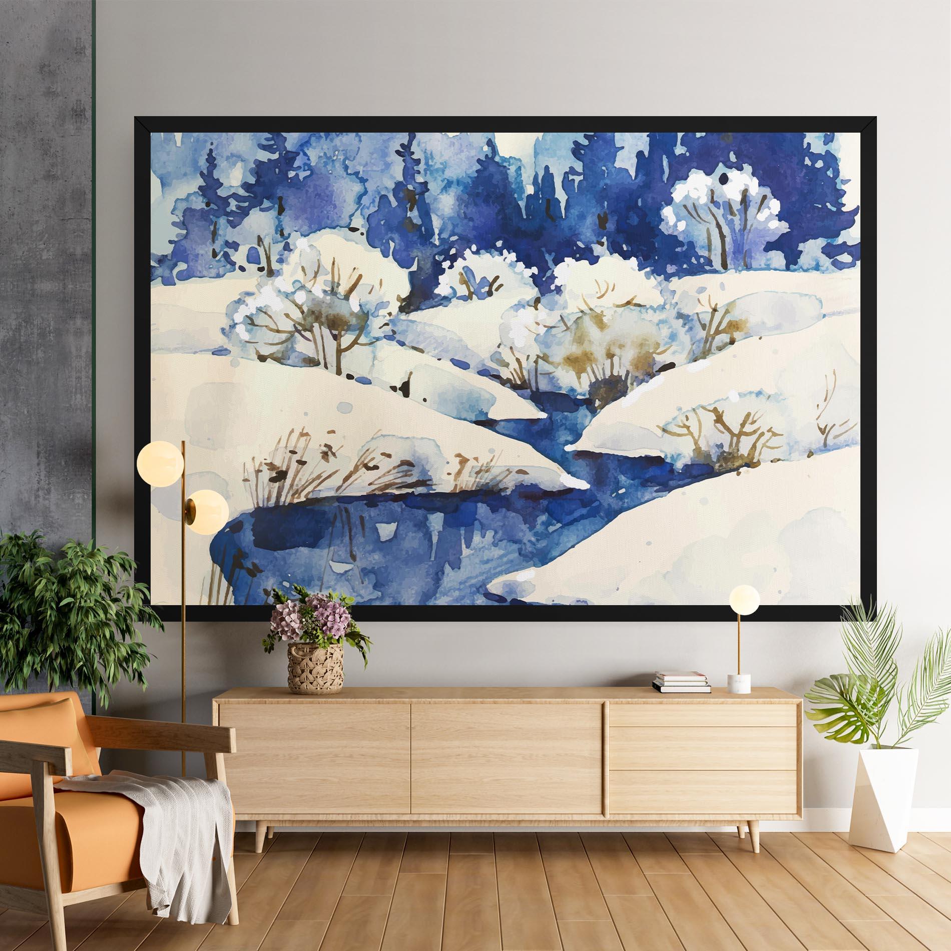 Leinwandbild Blue Trees Winter mockup 9