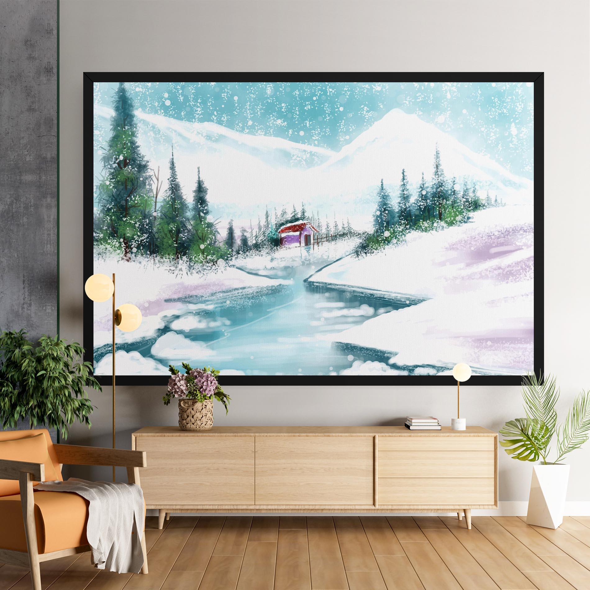 Leinwandbild Purple House Winter mockup 9