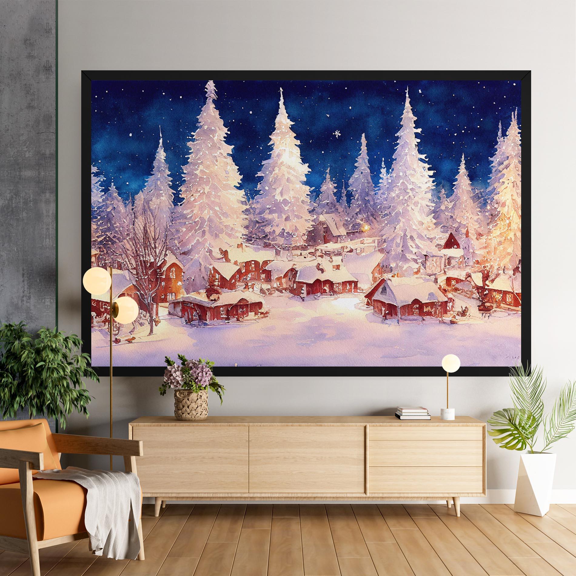 Leinwandbild Snow Falling Painting mockup 9