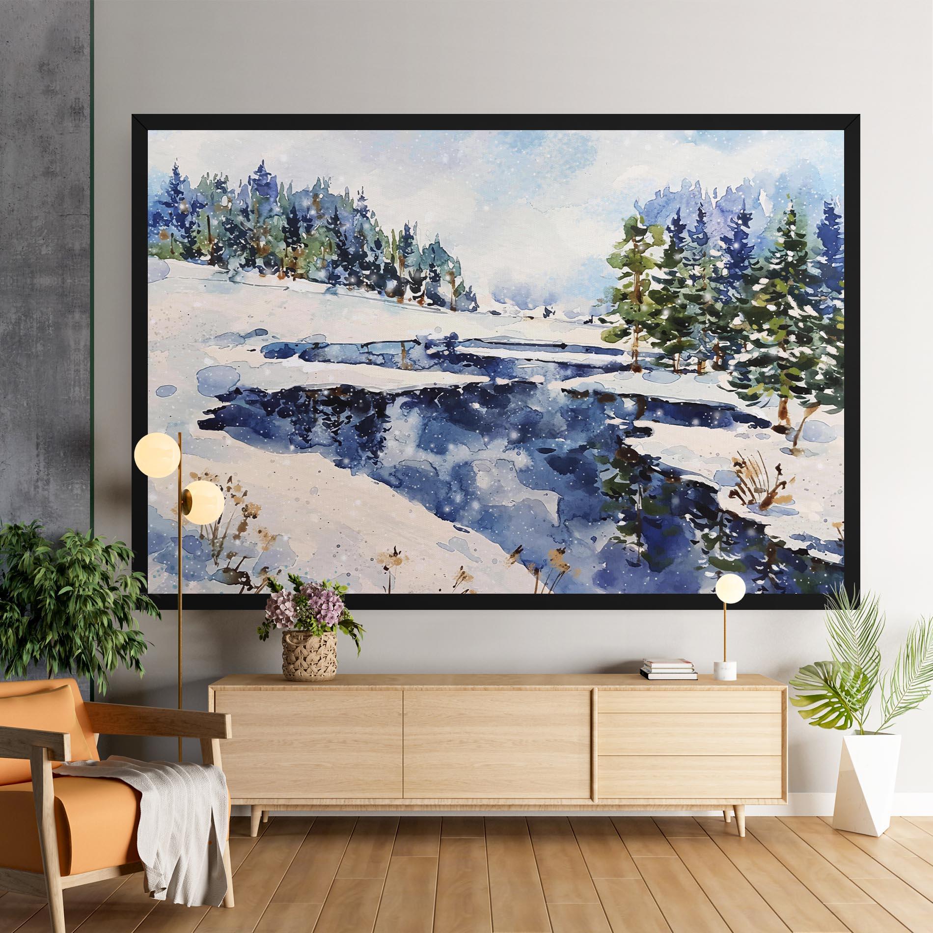 Leinwandbild Winter Painting mockup 9