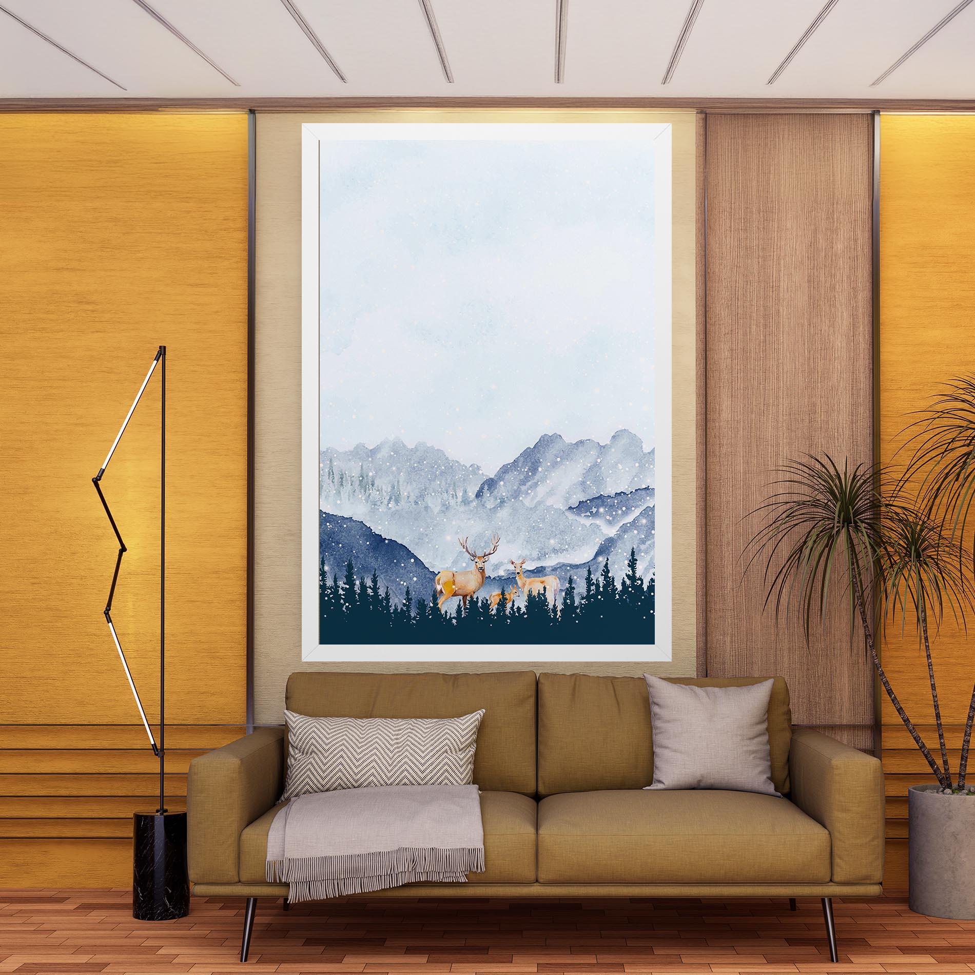 Leinwandbild Winter Deers mockup 9