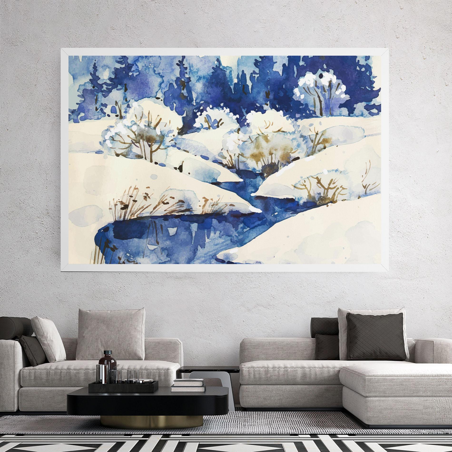Leinwandbild Blue Trees Winter mockup 2