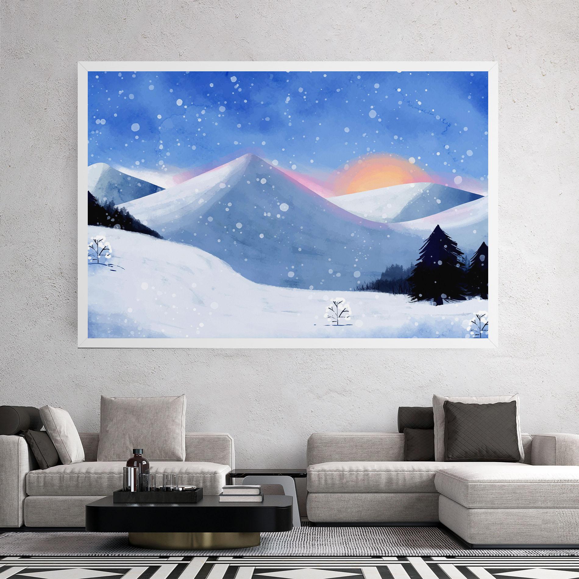 Leinwandbild Mountain Snow Art mockup 2