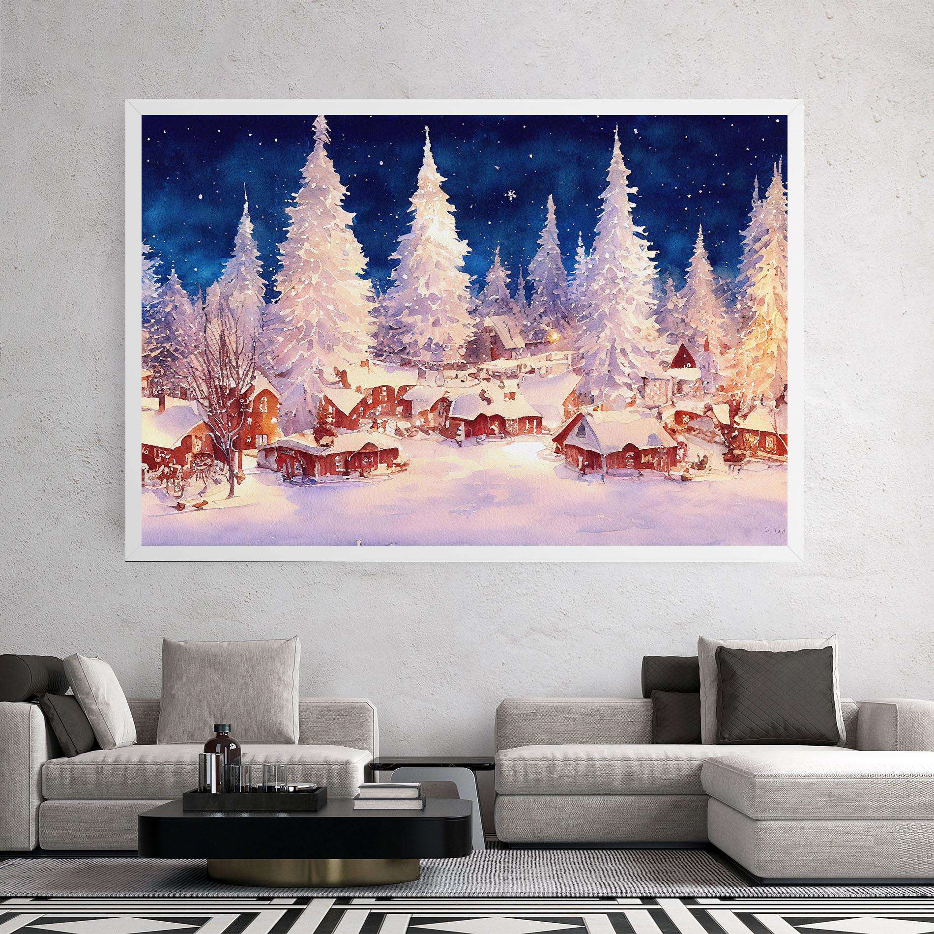Leinwandbild Snow Falling Painting mockup 2