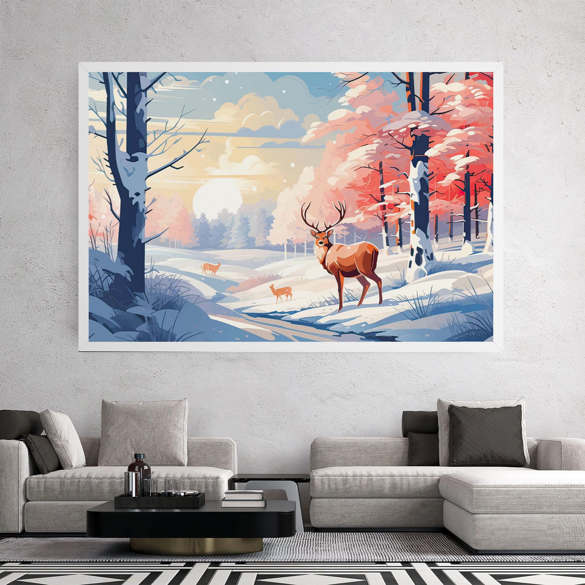Leinwandbild Winter Deer Art mockup 2