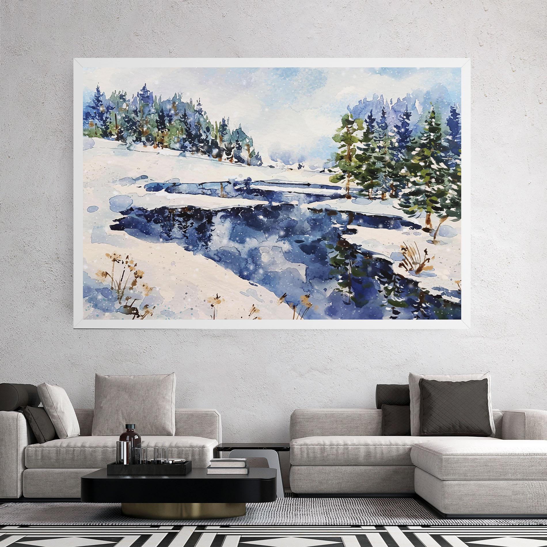 Leinwandbild Winter Painting mockup 2