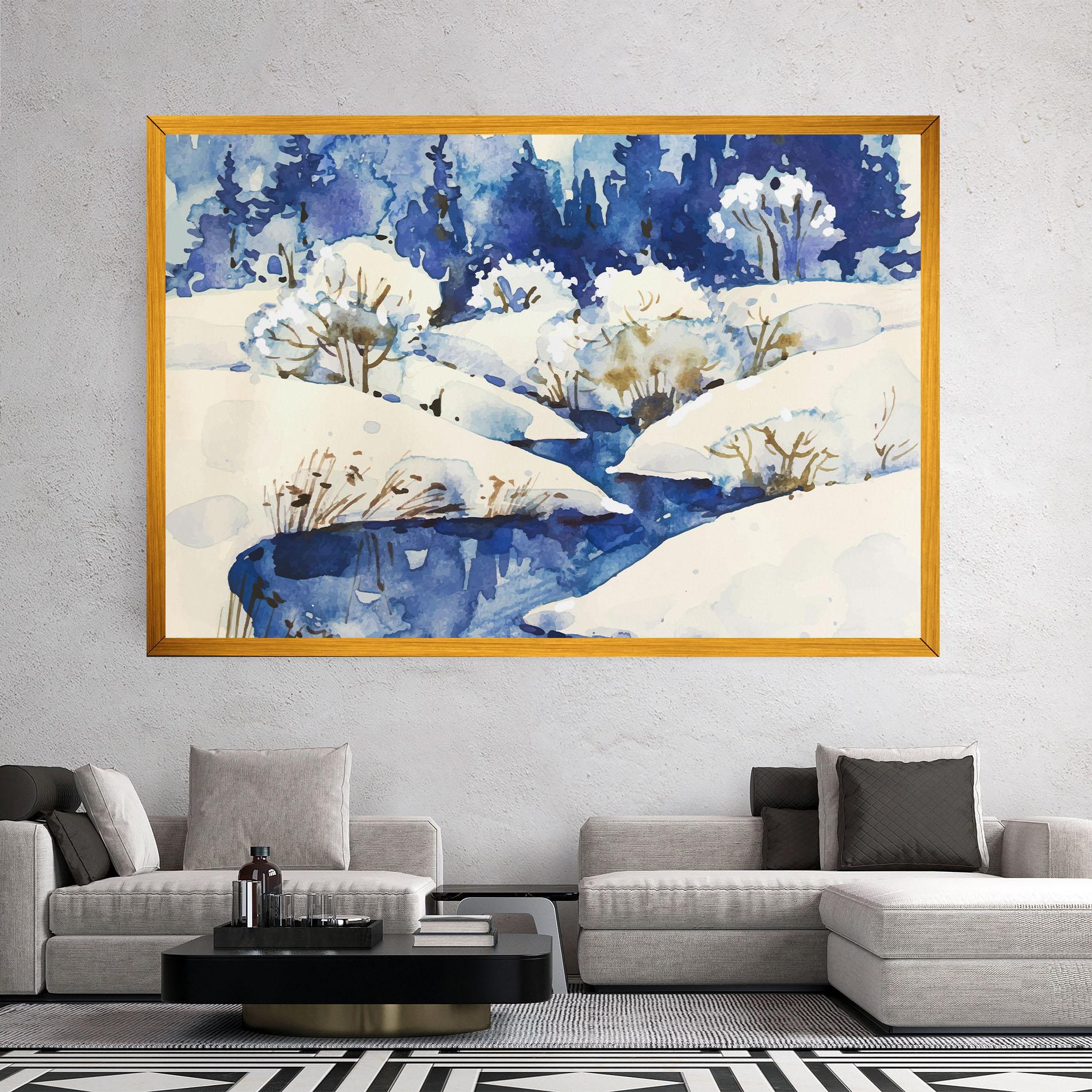 Leinwandbild Blue Trees Winter mockup 2