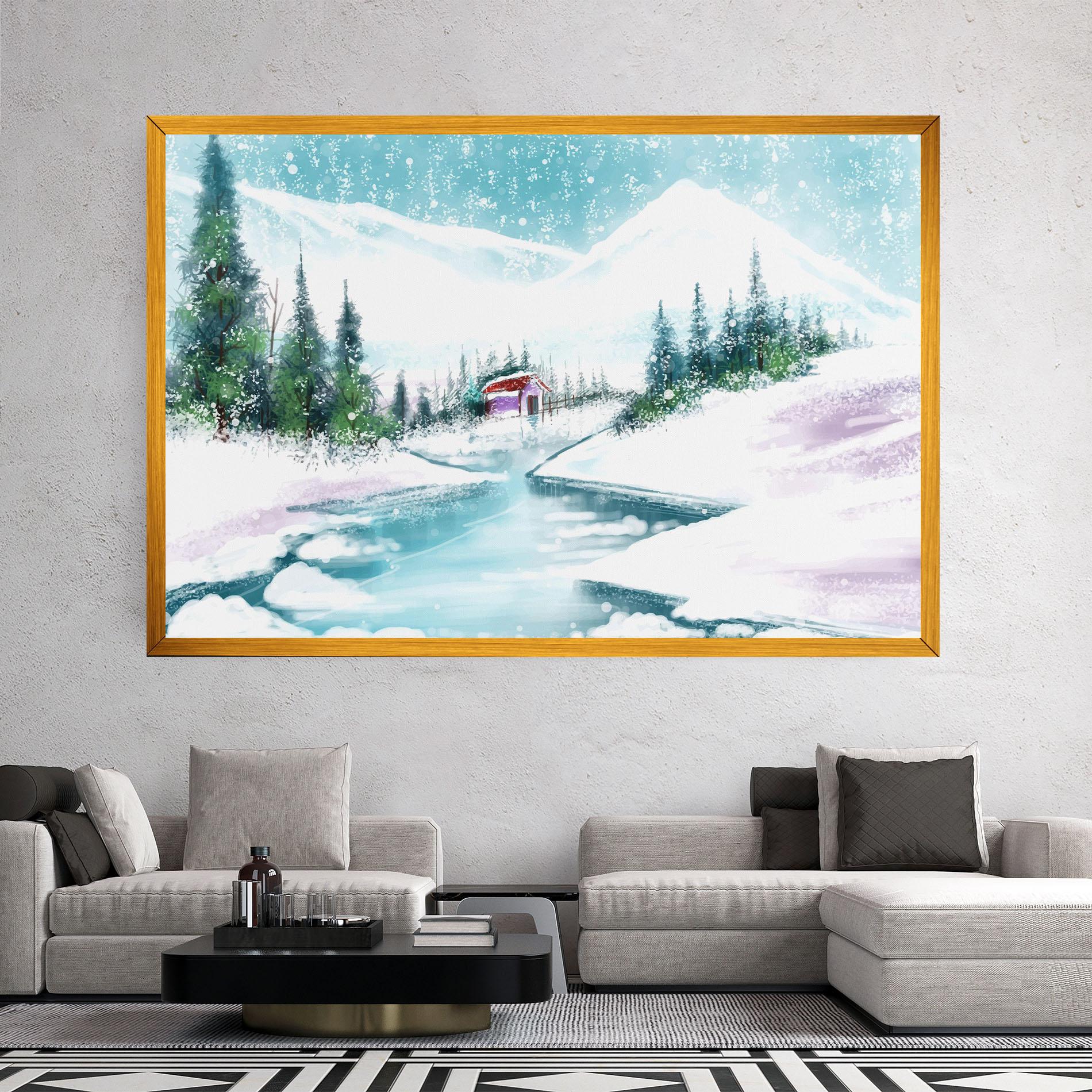 Leinwandbild Purple House Winter mockup 2