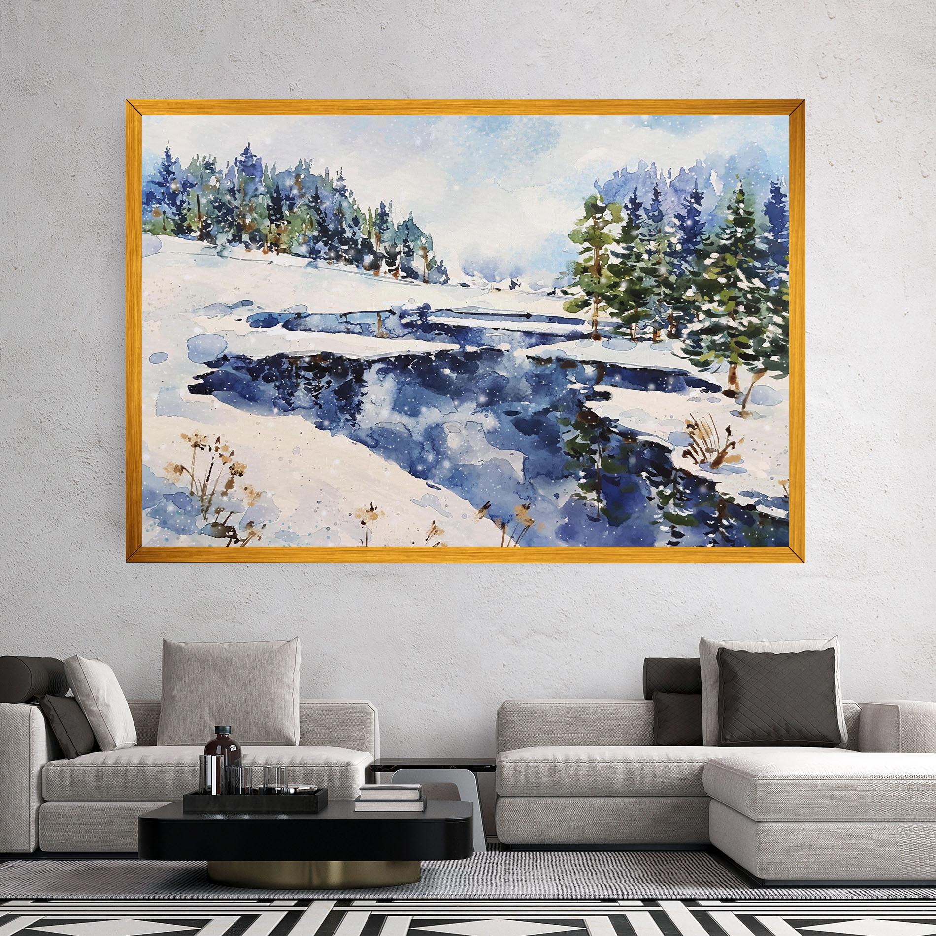 Leinwandbild Winter Painting mockup 2