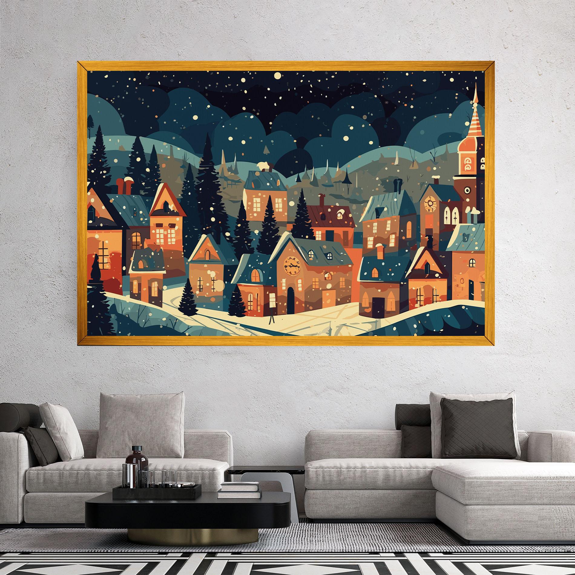 Leinwandbild Winter View Houses mockup 2