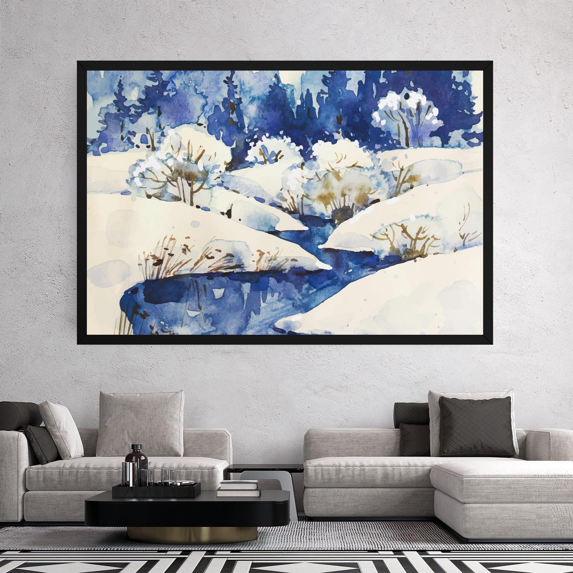 Leinwandbild Blue Trees Winter mockup 2