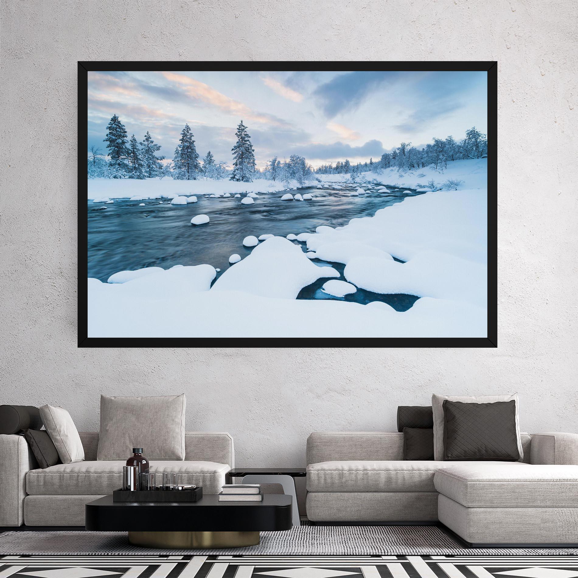 Leinwandbild Winter River mockup 2