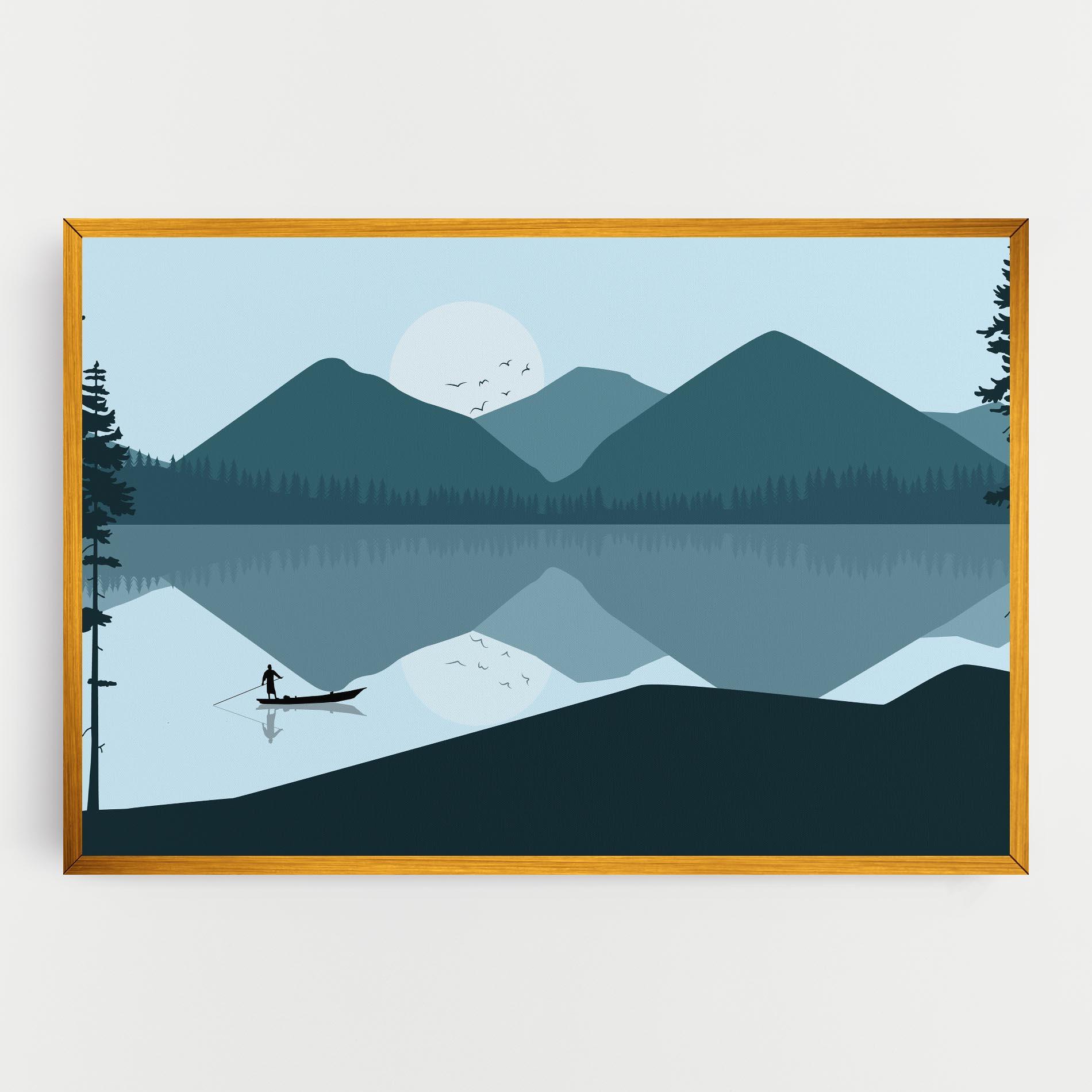 Leinwandbild Blue Light Lake mockup 0