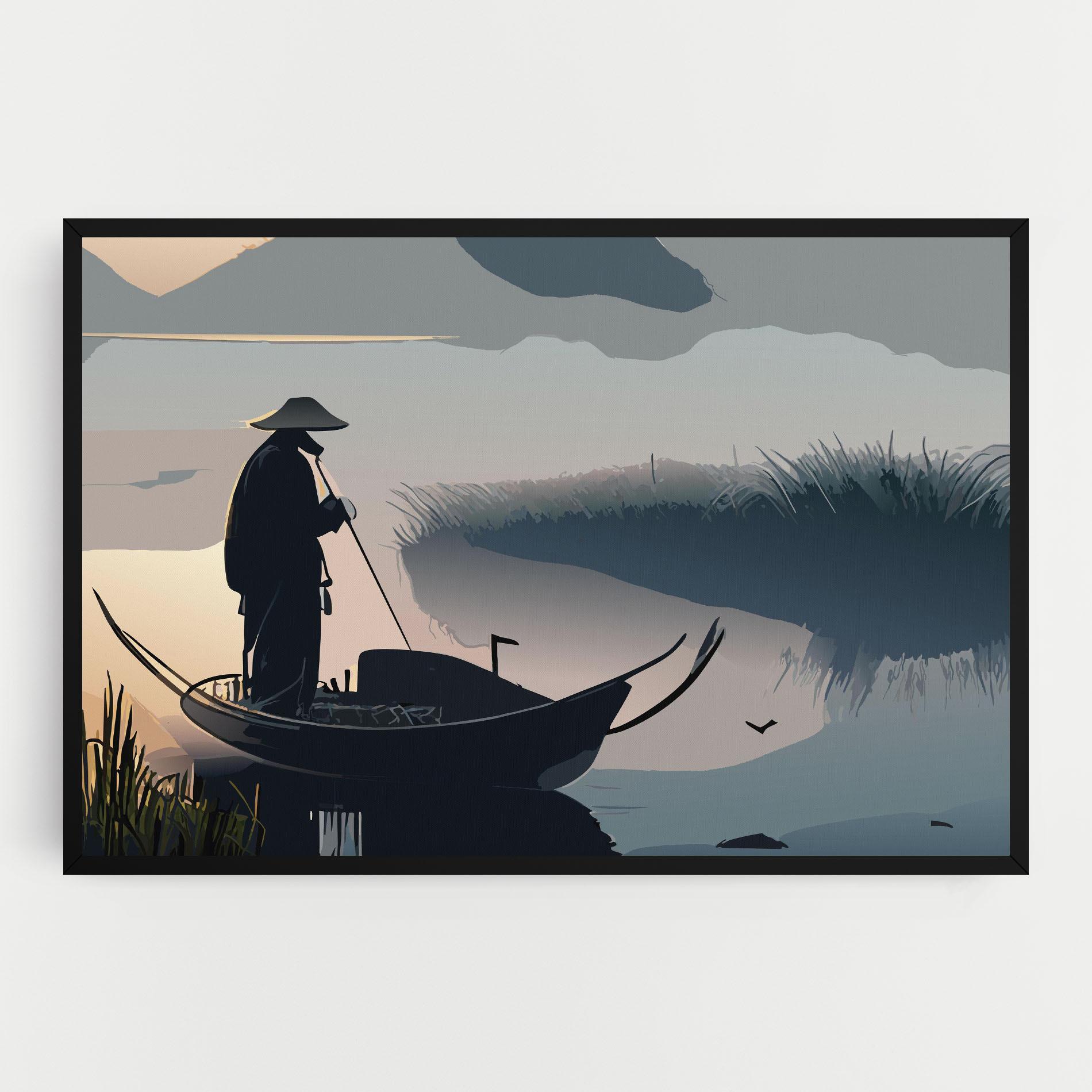 Leinwandbild Japan Lake Man mockup 0