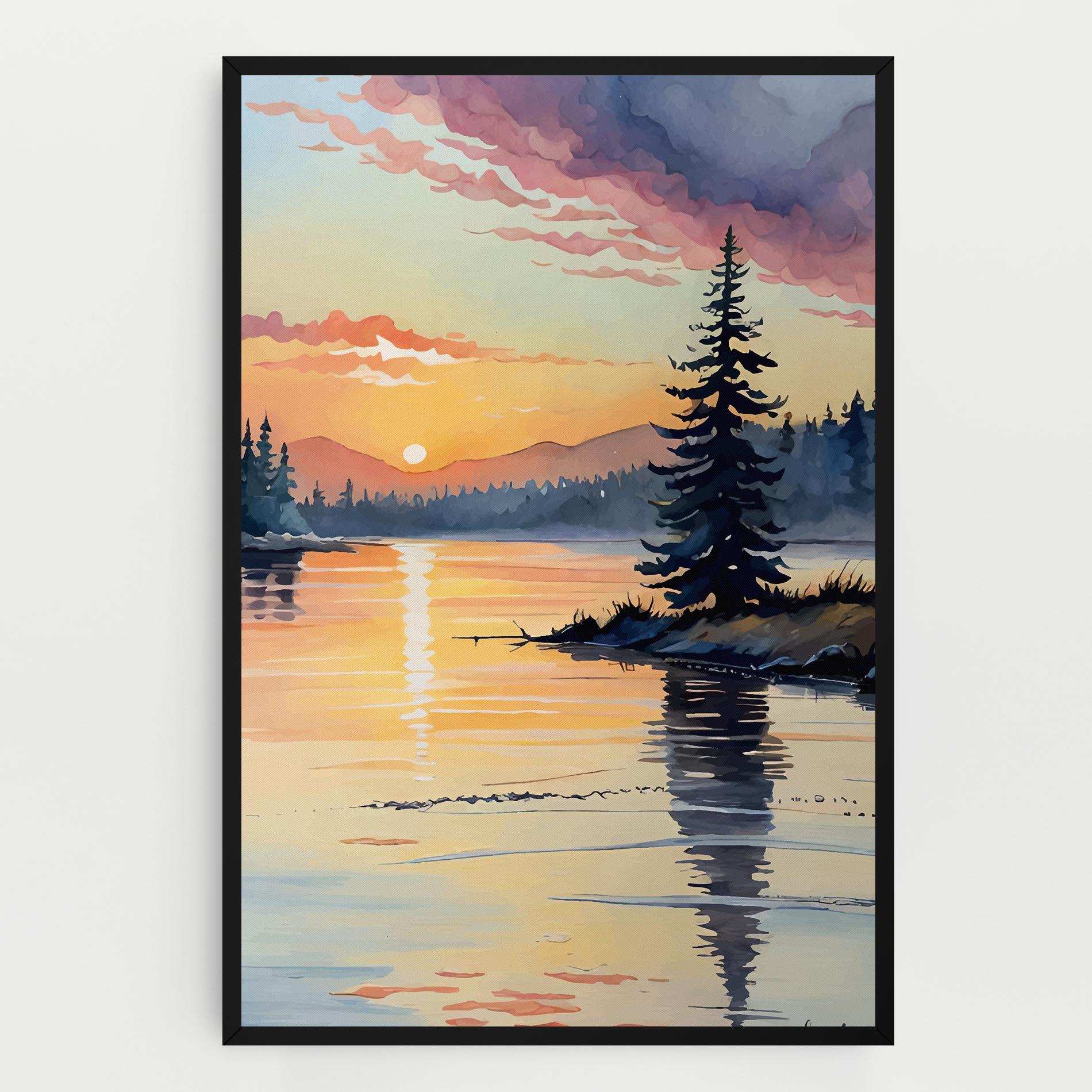 Leinwandbild Tree Shadow Lake mockup 0