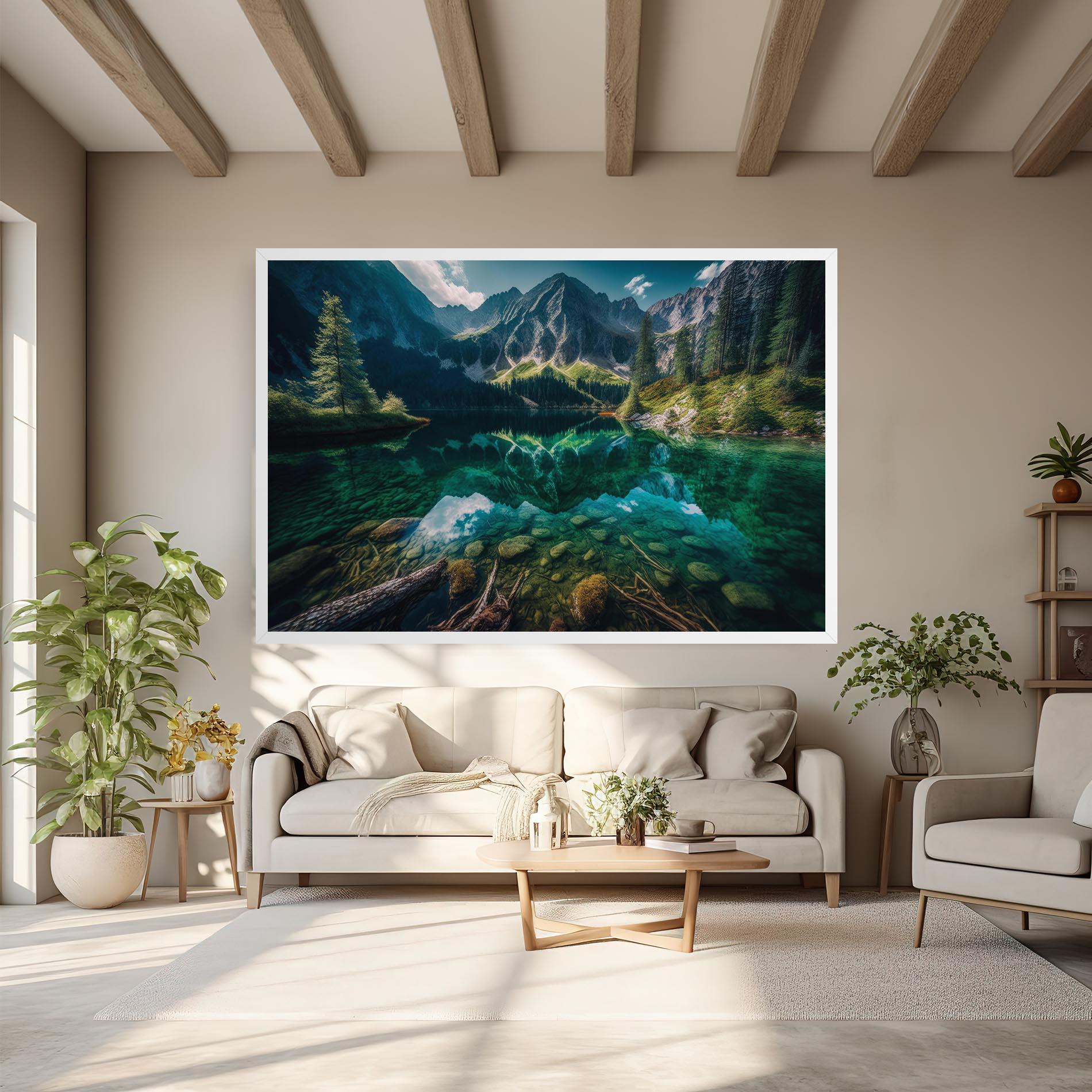 Leinwandbild Beautiful Lake Mountain mockup 6