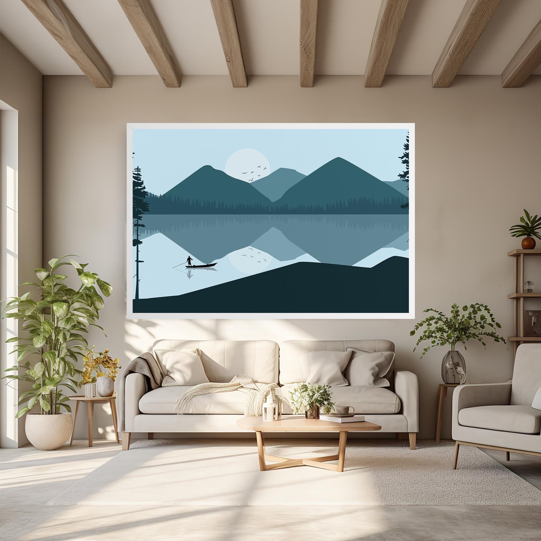 Leinwandbild Blue Light Lake mockup 6