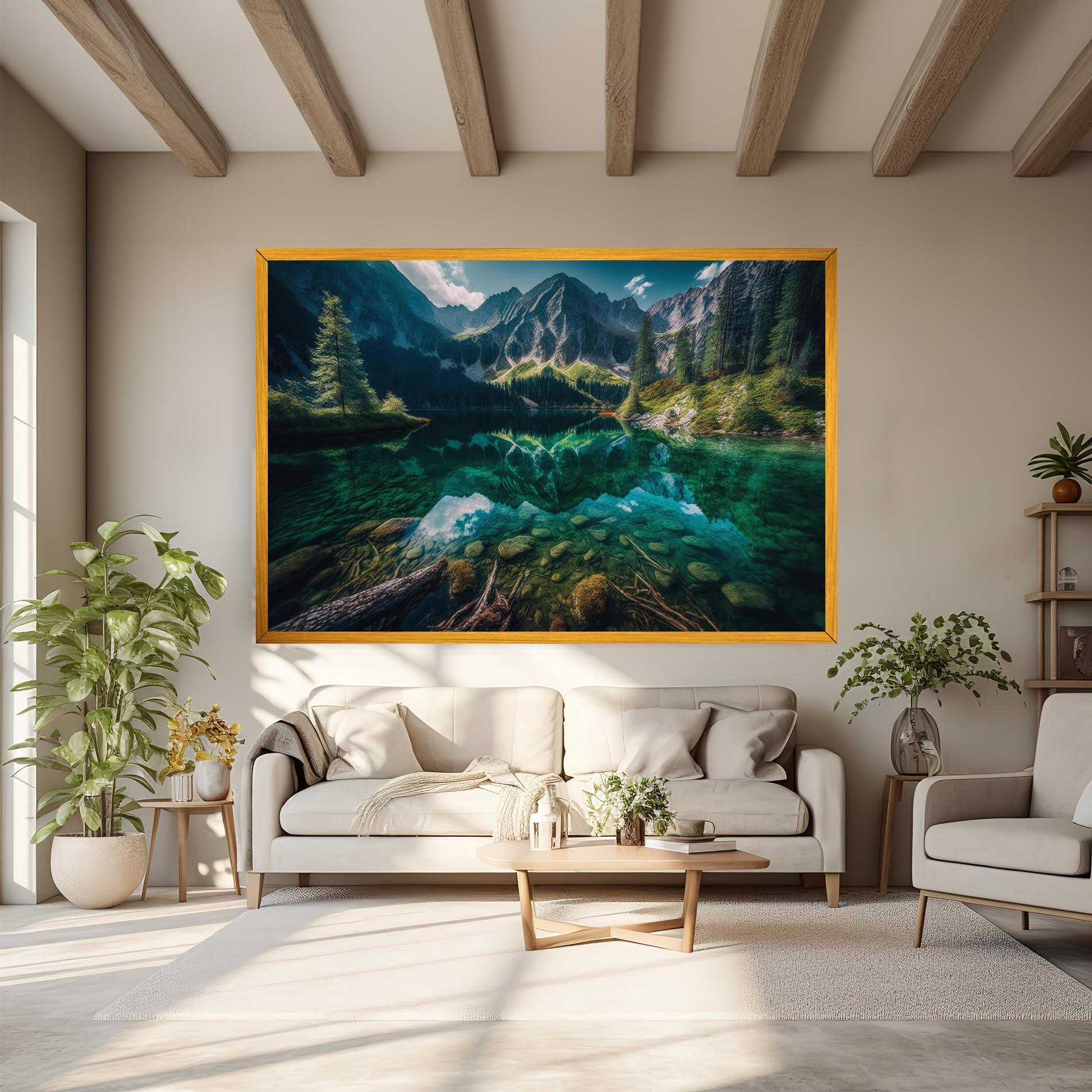 Leinwandbild Beautiful Lake Mountain mockup 6