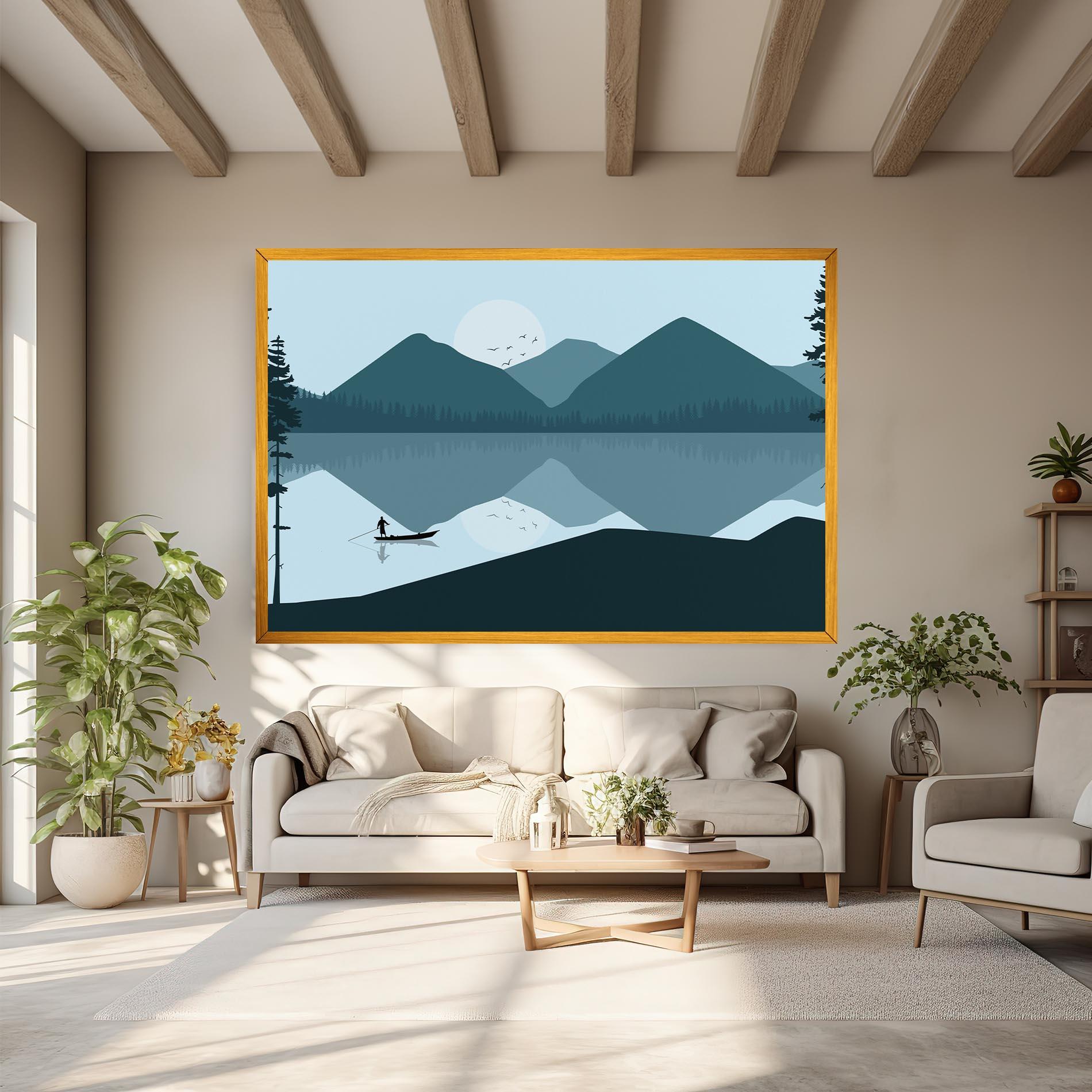 Leinwandbild Blue Light Lake mockup 6