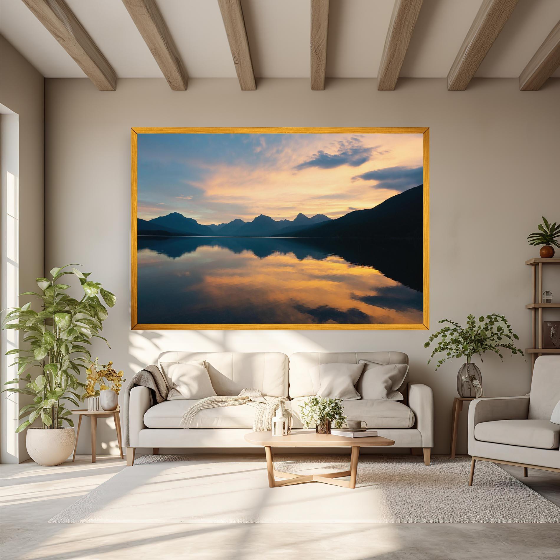 Leinwandbild Orange Light Lake mockup 6