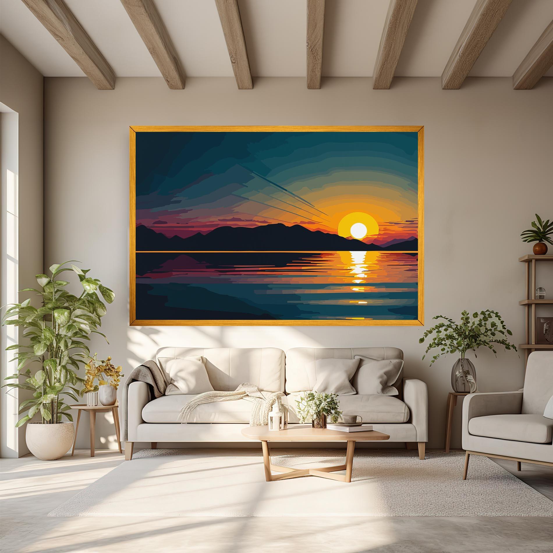 Leinwandbild Sunset Art Lake mockup 6
