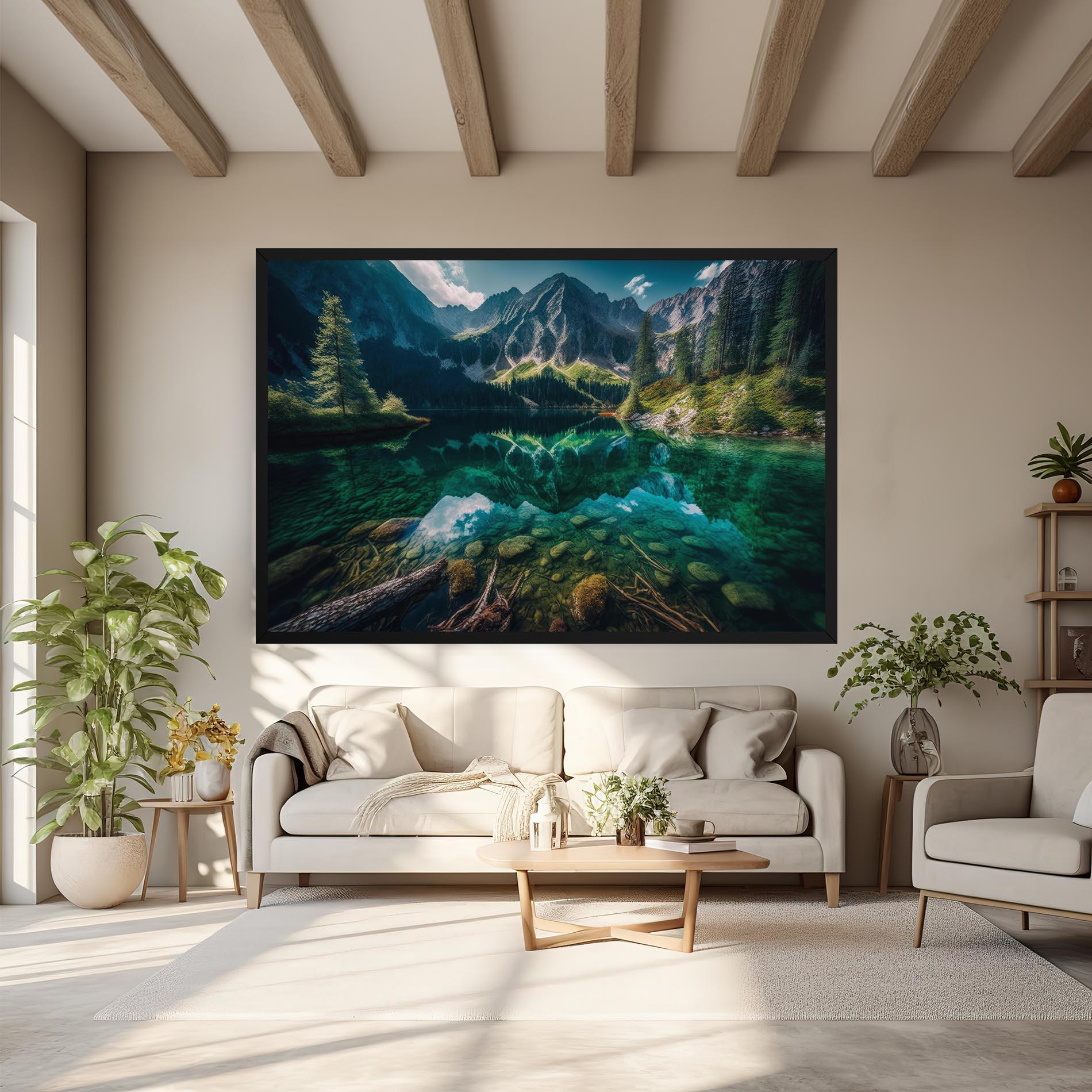 Leinwandbild Beautiful Lake Mountain mockup 6