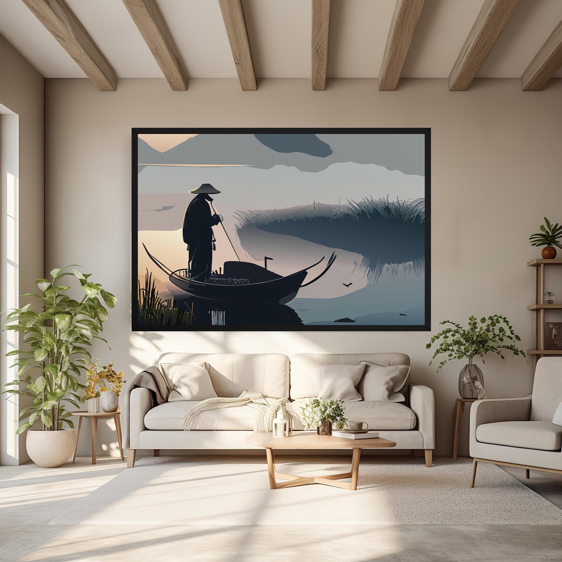 Leinwandbild Japan Lake Man mockup 6