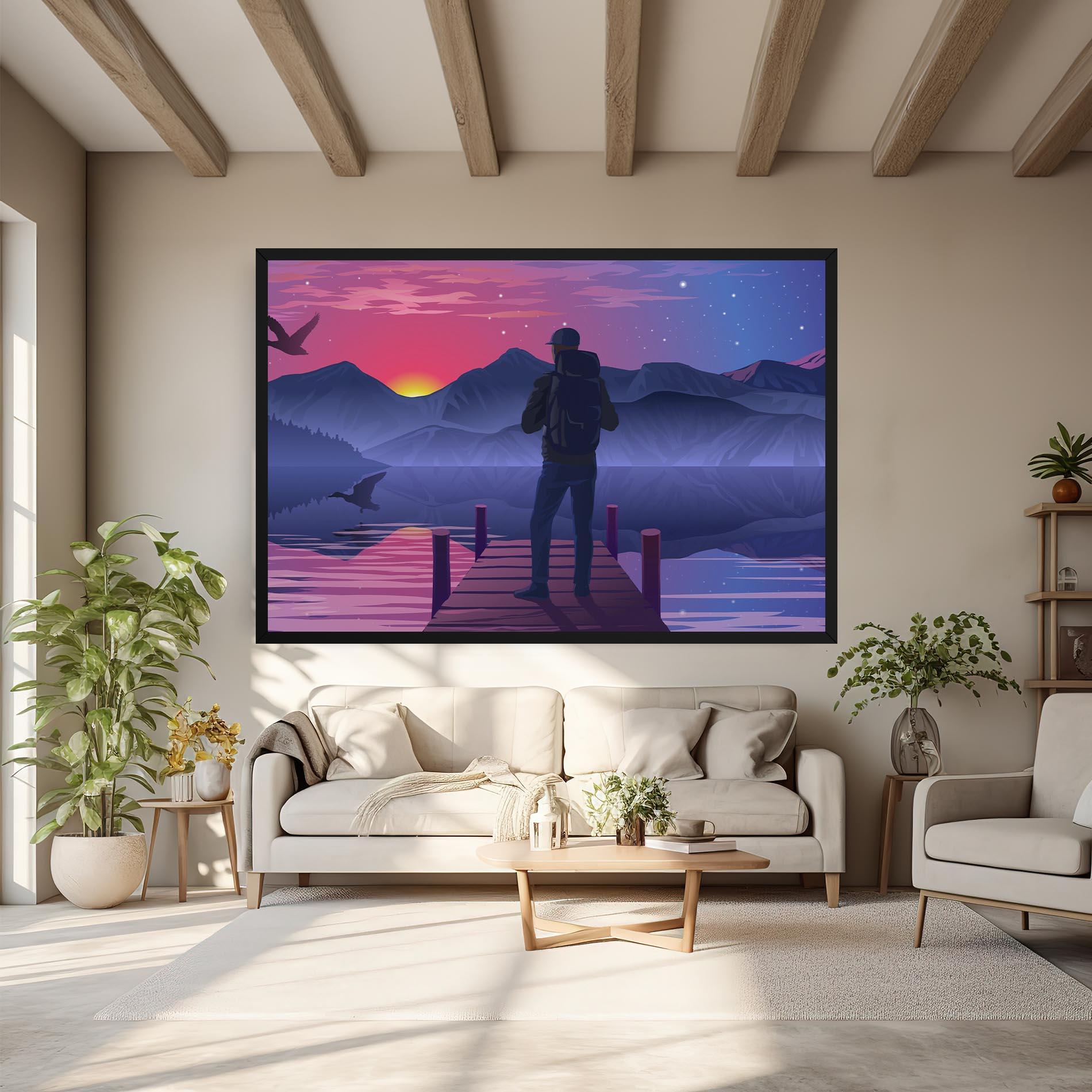 Leinwandbild Lake Pink Night mockup 6