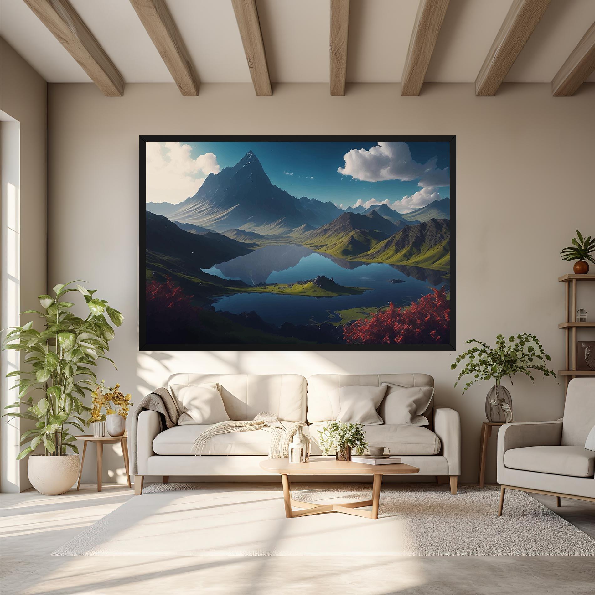 Leinwandbild Red Flower Lake mockup 6