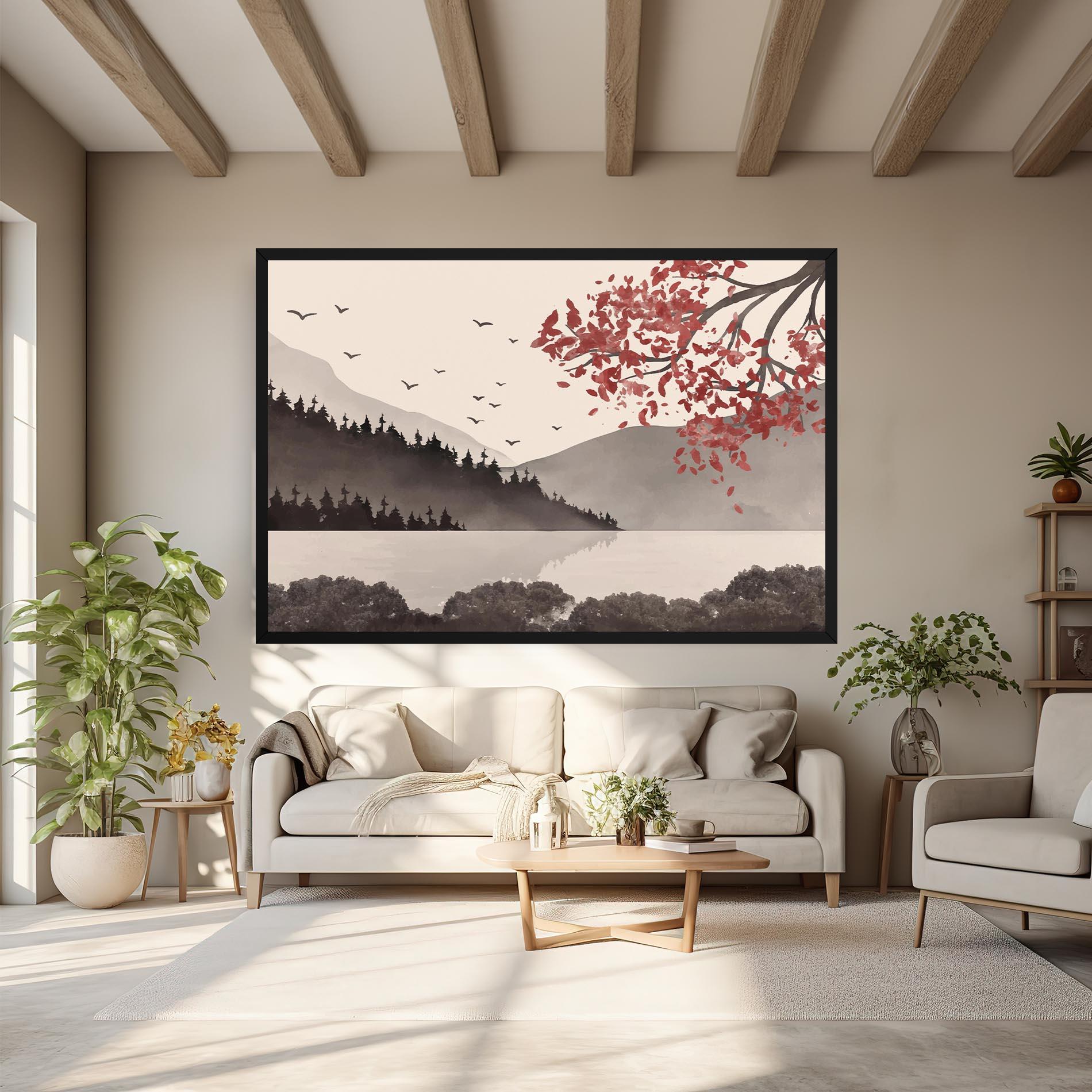 Leinwandbild Red Tree Lake mockup 6
