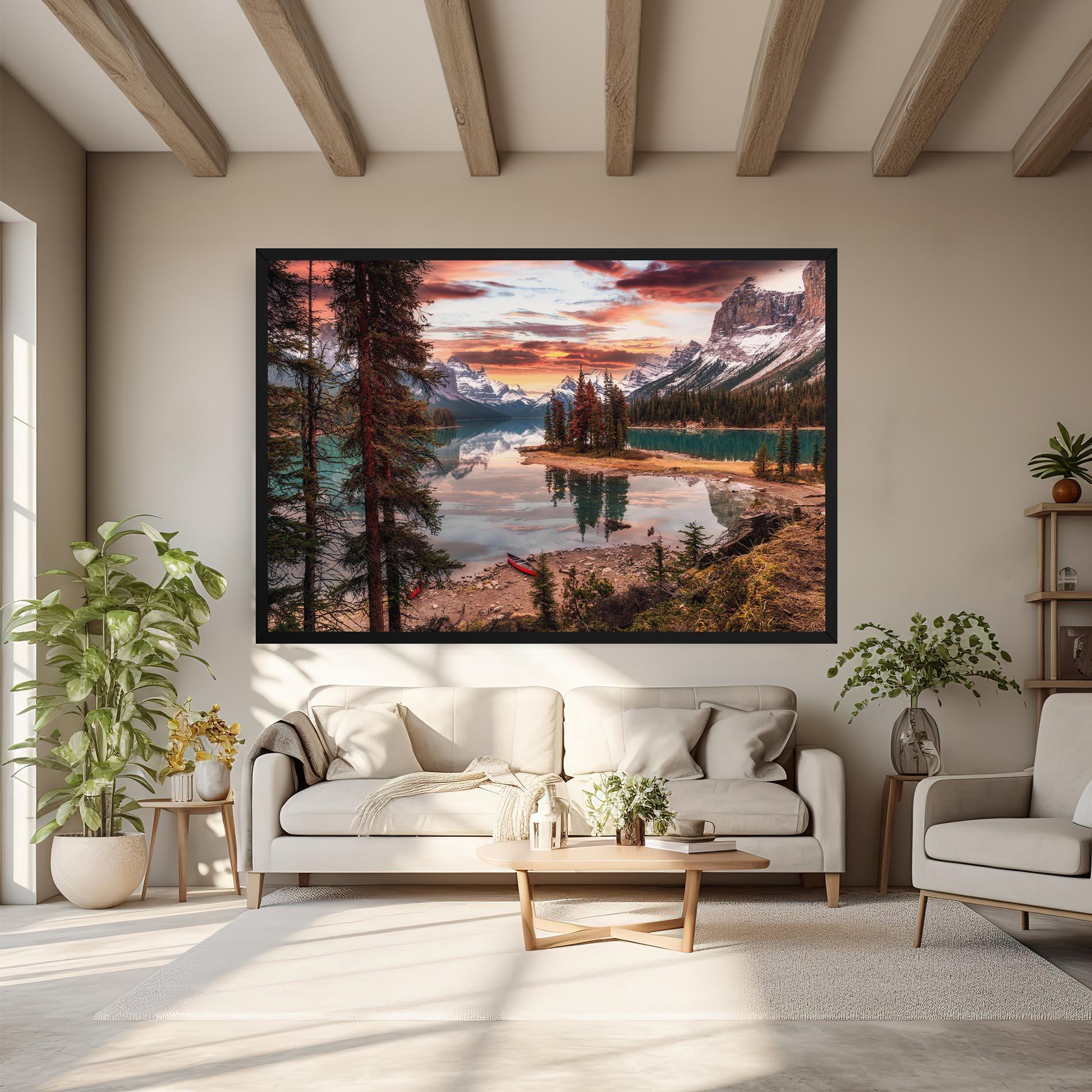 Leinwandbild Sunset Lake View mockup 6