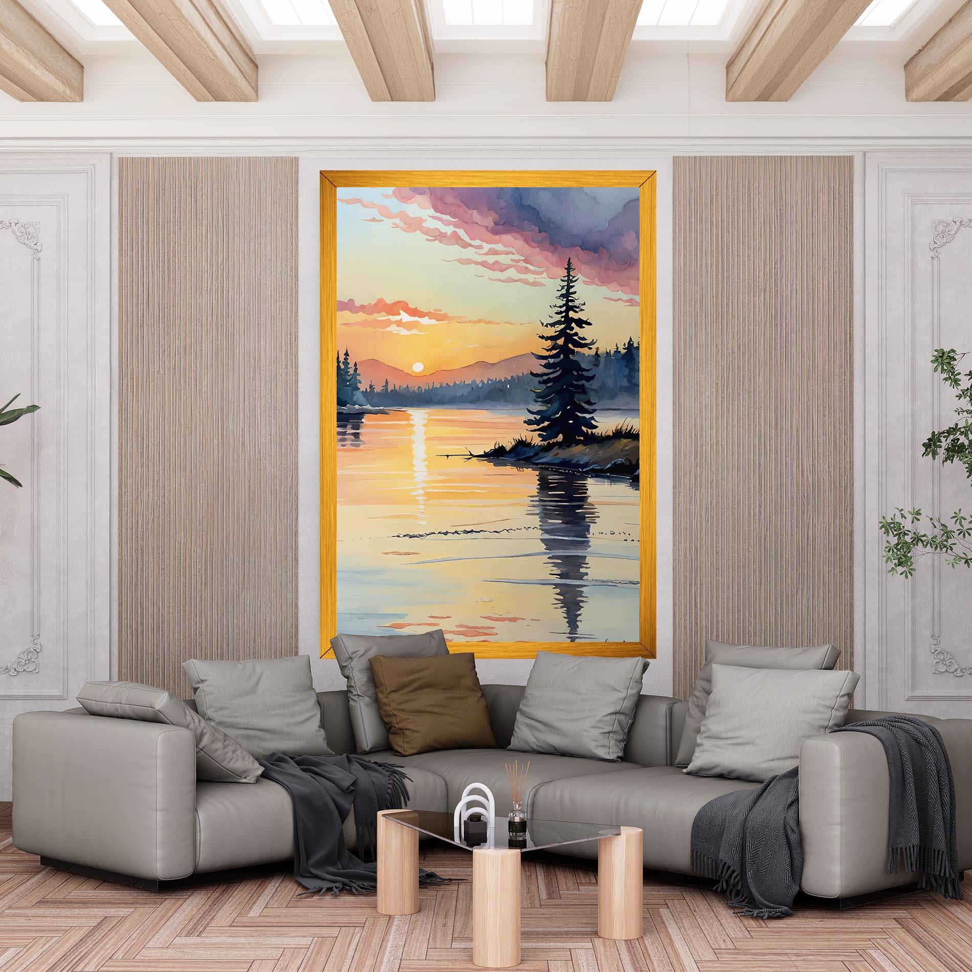 Leinwandbild Tree Shadow Lake mockup 6