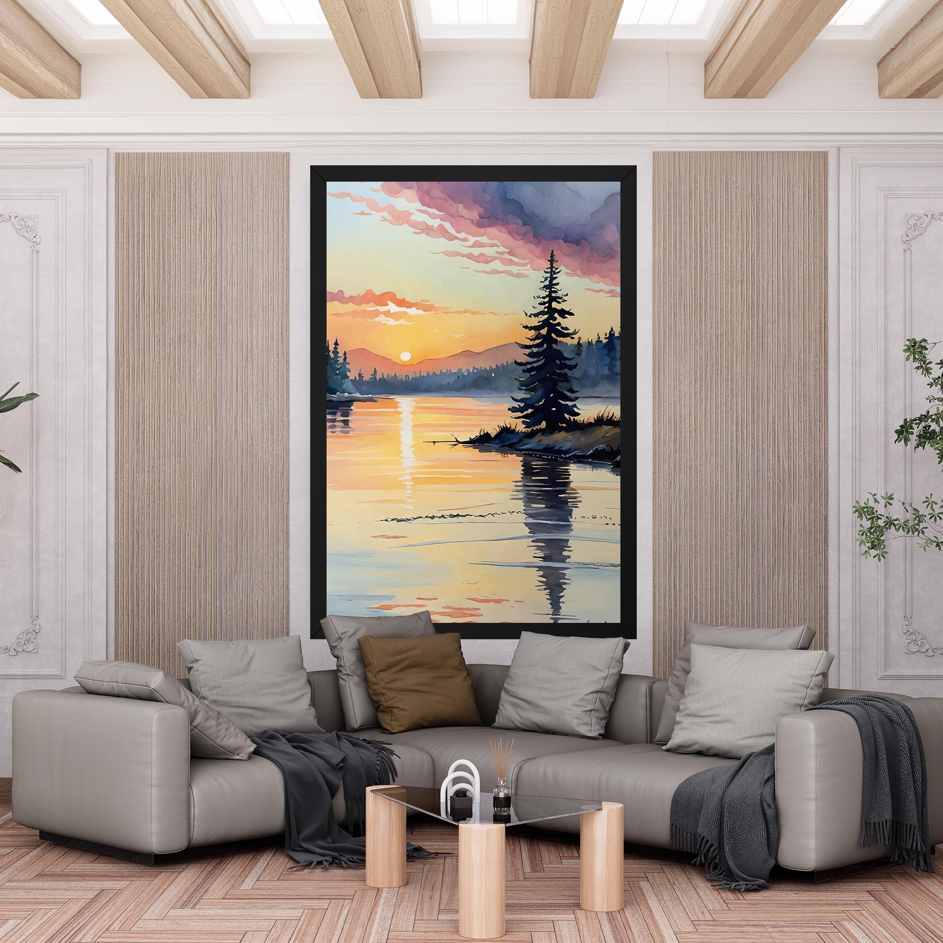 Leinwandbild Tree Shadow Lake mockup 6