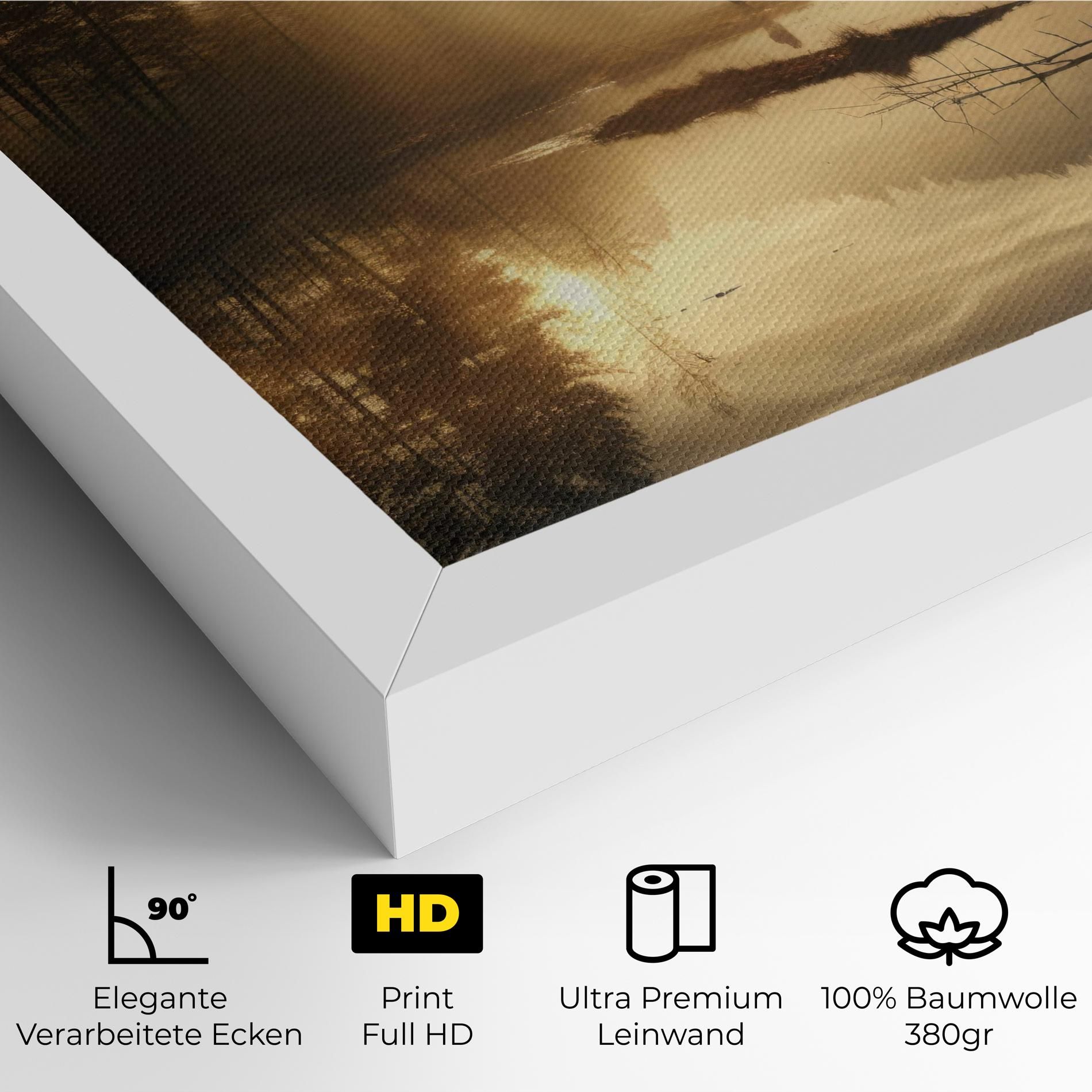 The Sun Is Rising Over A River In A Foggy Forest mockup 4