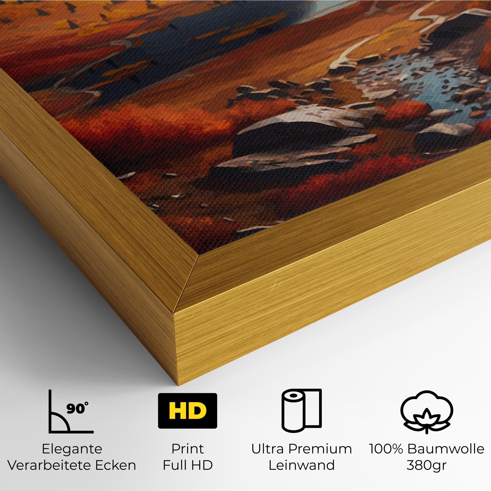 Leinwandbild Autumn Field Lake mockup 4