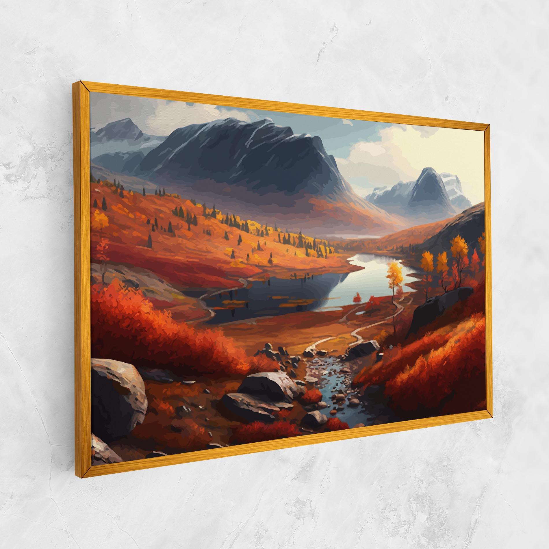 Leinwandbild Autumn Field Lake mockup 1